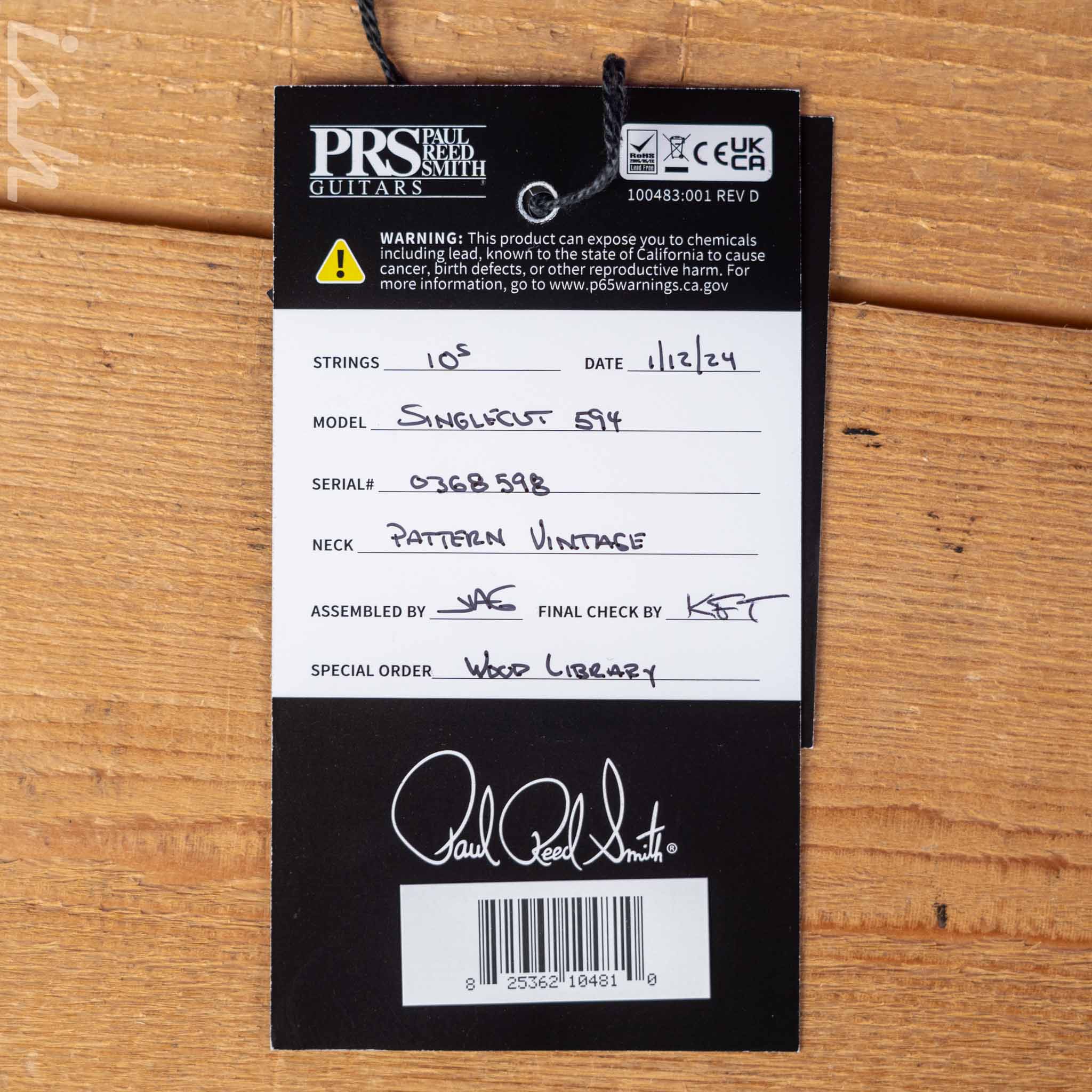 PRS McCarty 594 Singlecut Wood Library East Indian Rosewood Antique White Satin - Image 11
