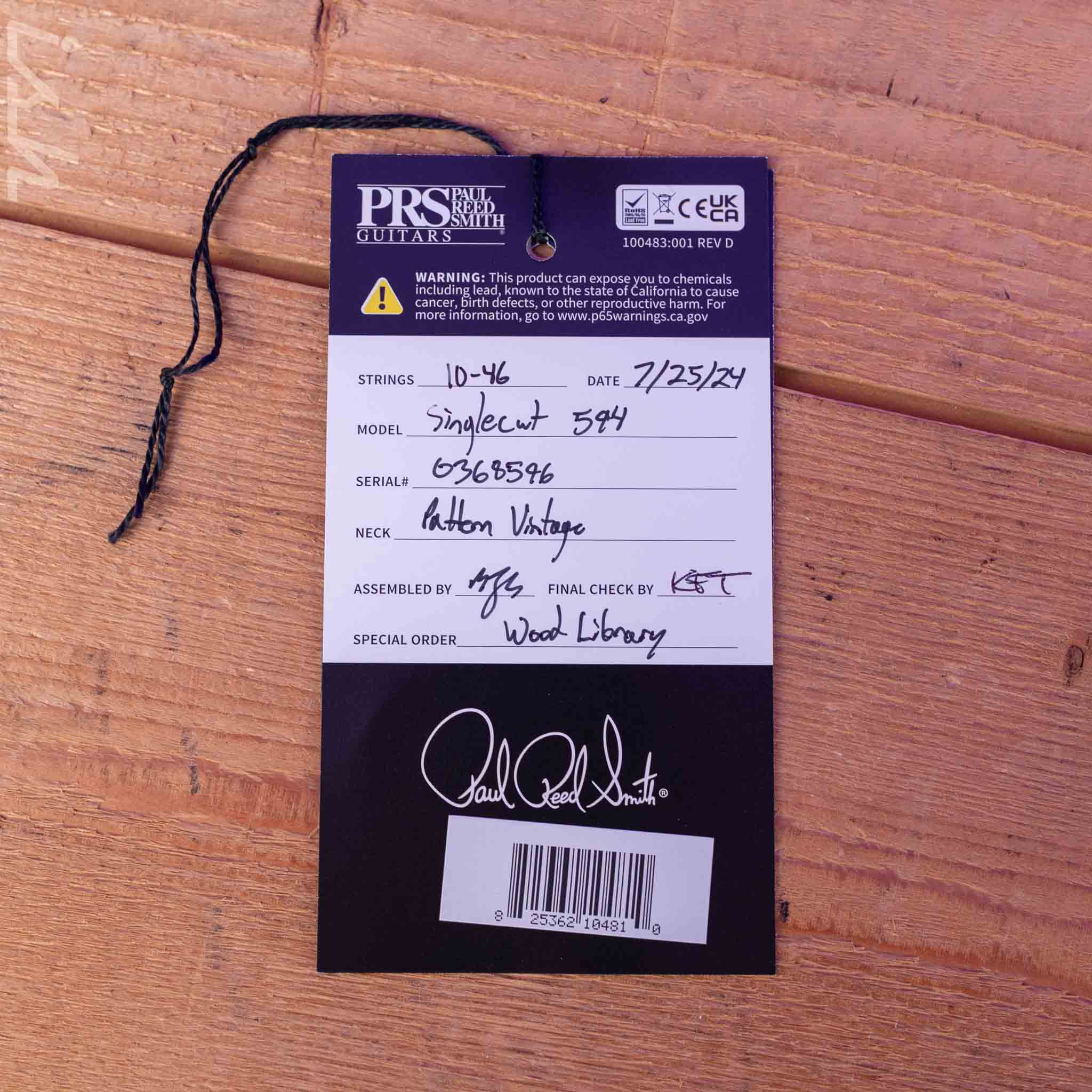 PRS Wood Library McCarty 594 Singlecut East Indian Rosewood Antique White Satin - Image 11