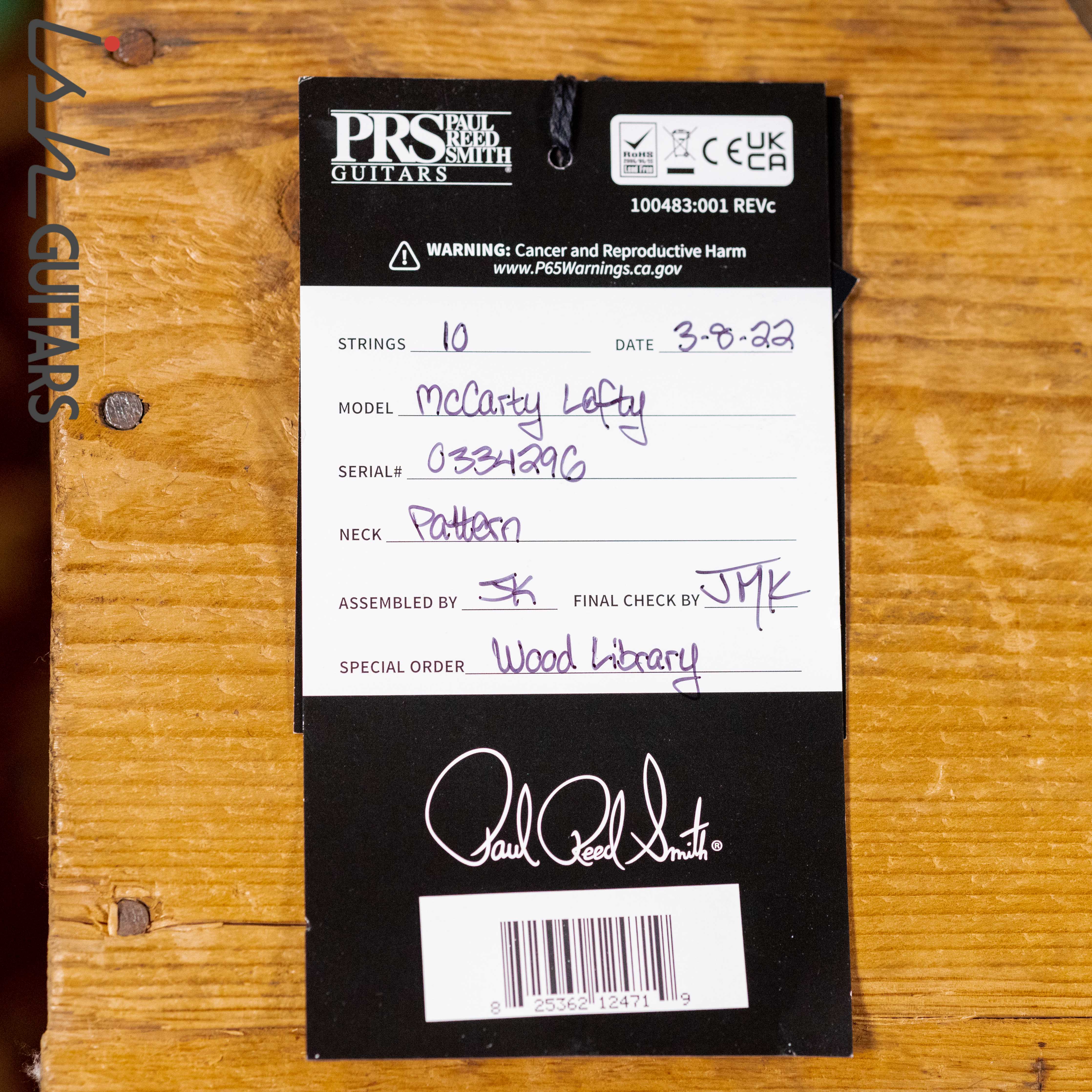 PRS McCarty Lefty Wood Library Violet Blue Burst Artist Flame Maple - Image 13
