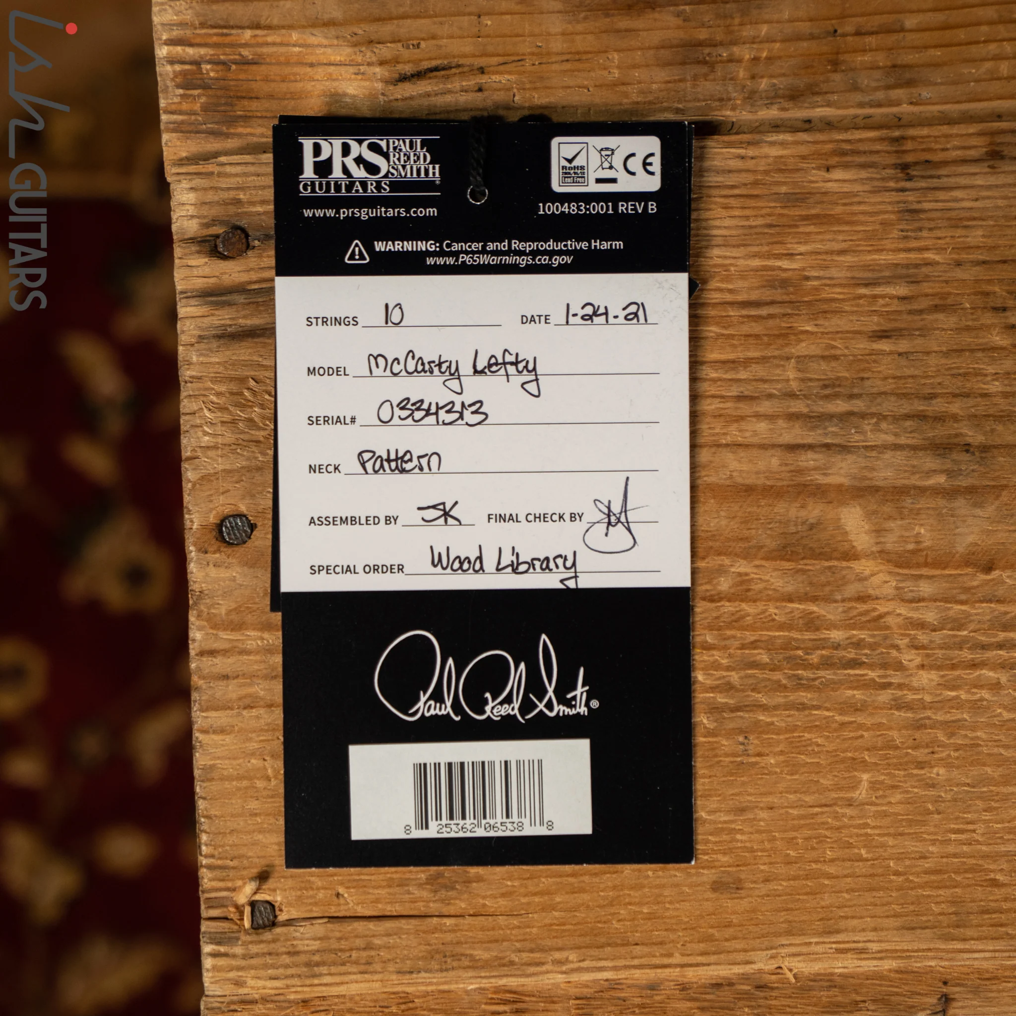 PRS McCarty Lefty Wood Library Charcoal Burst 10 Top Flame Maple - Image 14