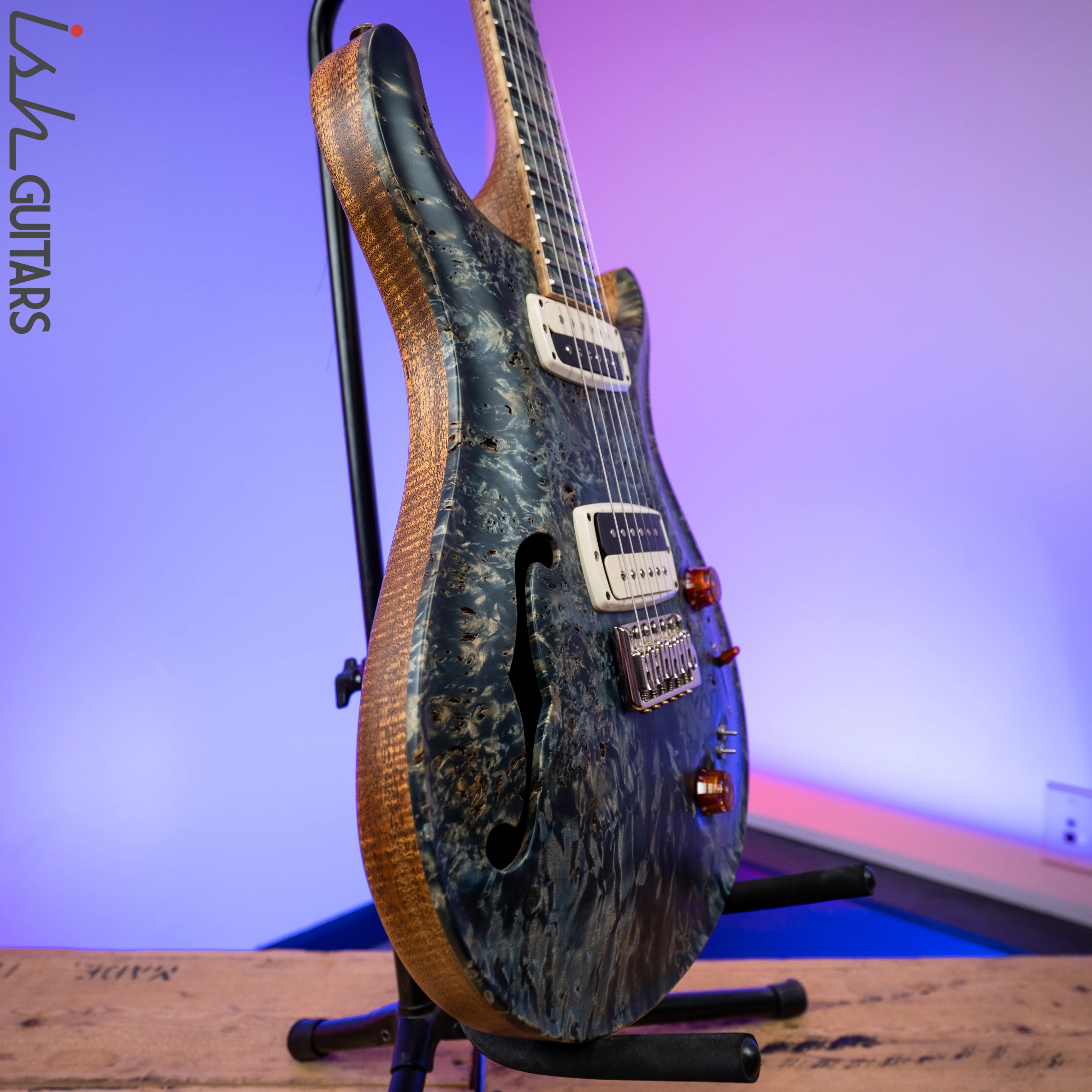 PRS Paul Reed Smith Private Stock 408 Semi Hollow Poplar Burl Triple Faded Indigo - Image 5