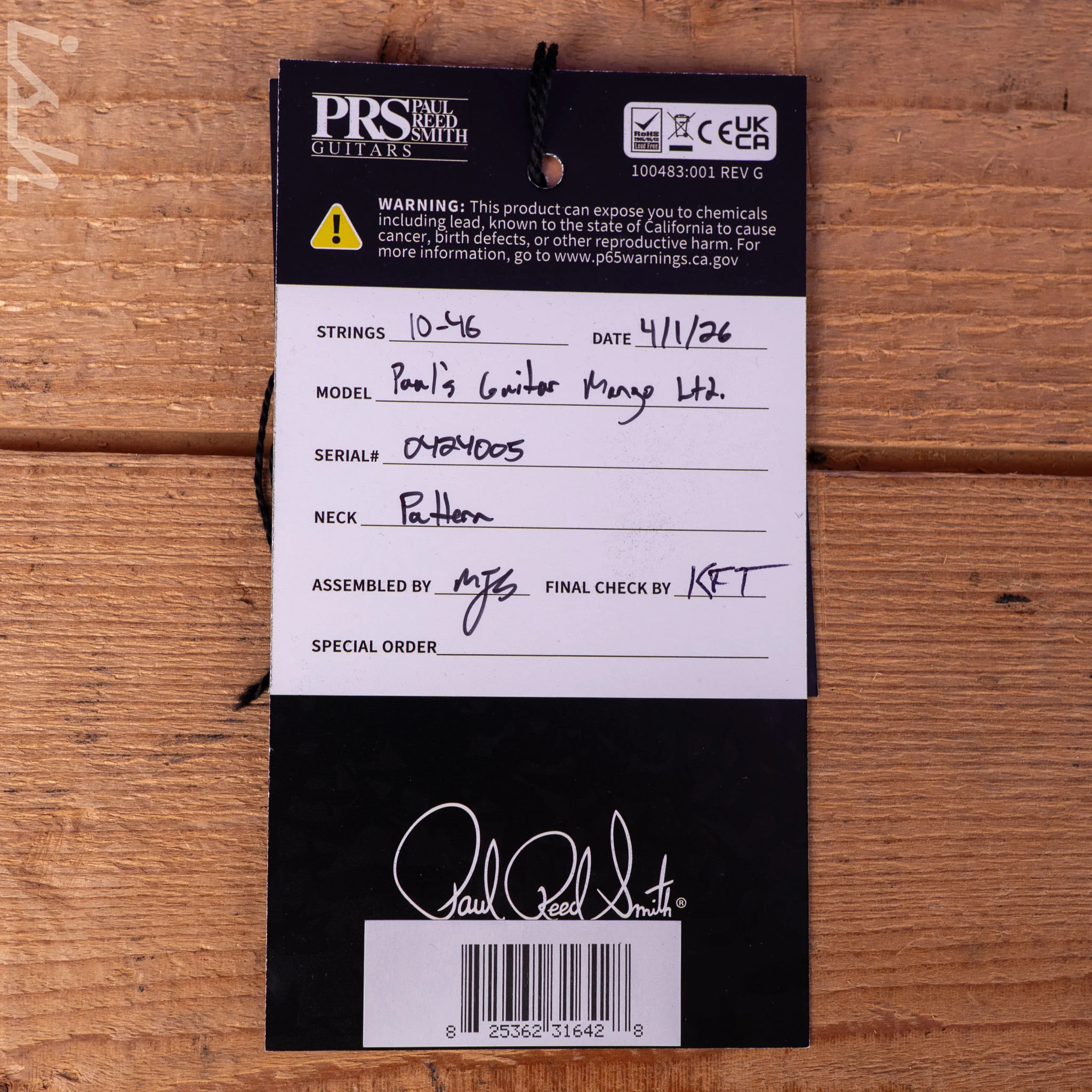 PRS Paul's Limited Mango Top Custom Color Natural Smokeburst - Image 13