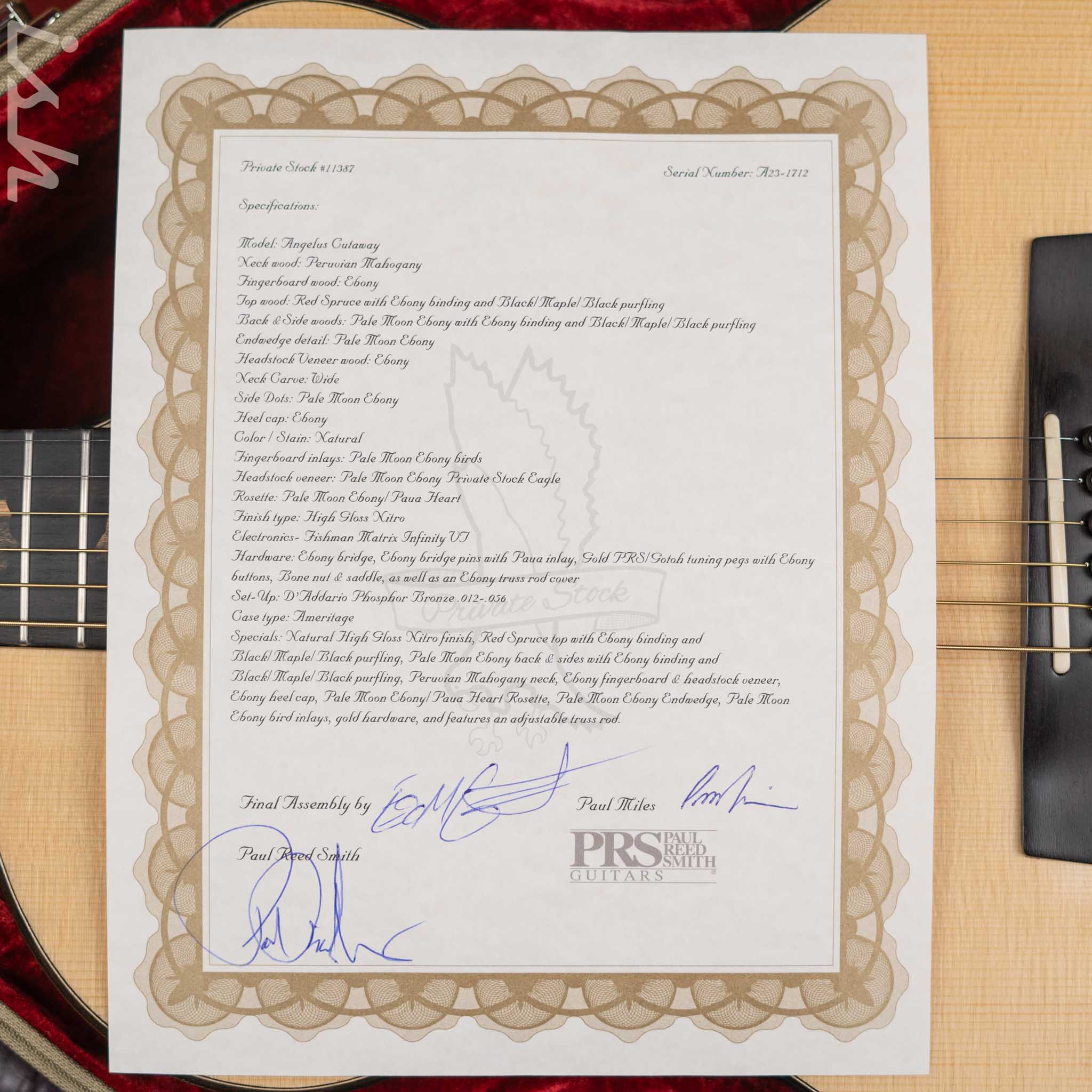PRS Private Stock Angelus Cutaway Red Spruce Top / Pale Moon Ebony Back & Sides - Image 18