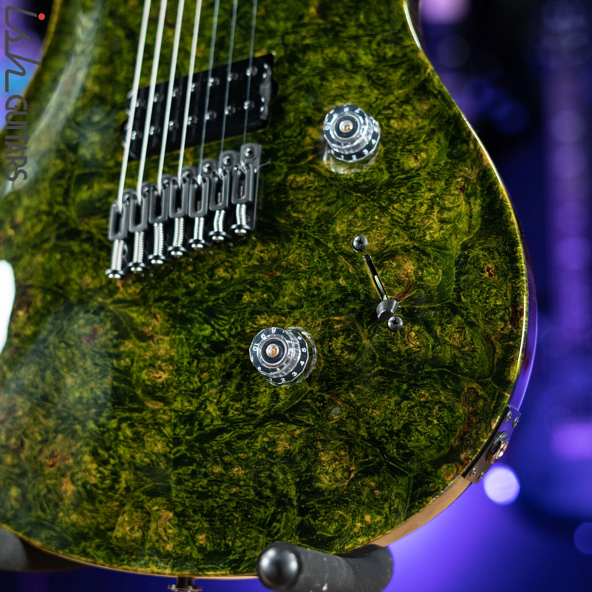 PRS Private Stock Custom 24 Multi-scale 7-String Burl Maple Rainforest Green Gloss - Image 4