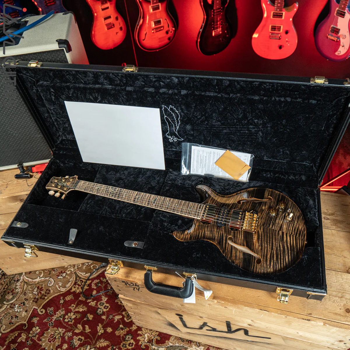 PRS Private Stock Santana Semi-Hollow Roasted Curly Maple Charcoal - Image 13