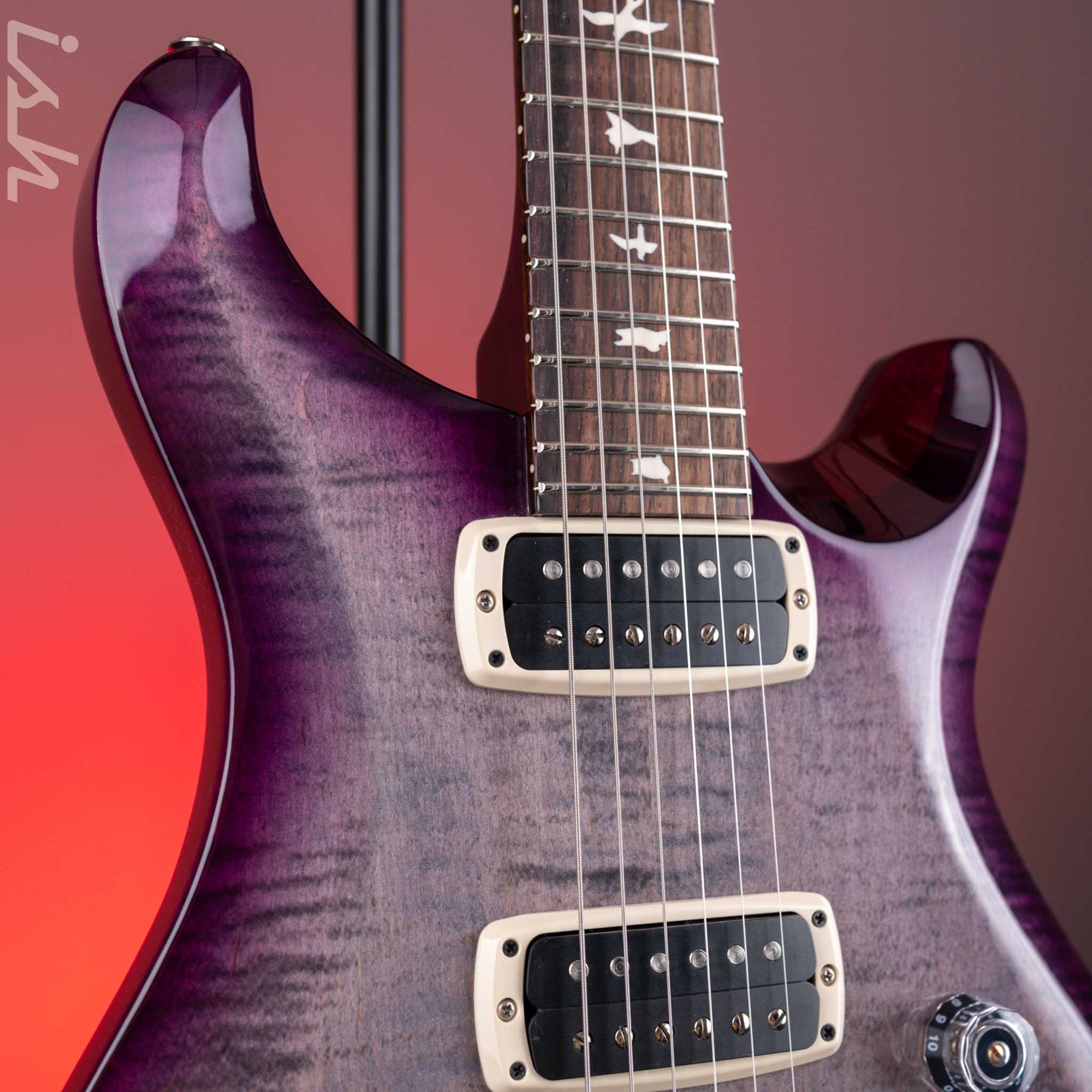 PRS S2 Custom 24-08 Electric Guitar Faded Grey Black Purple Burst - Image 3