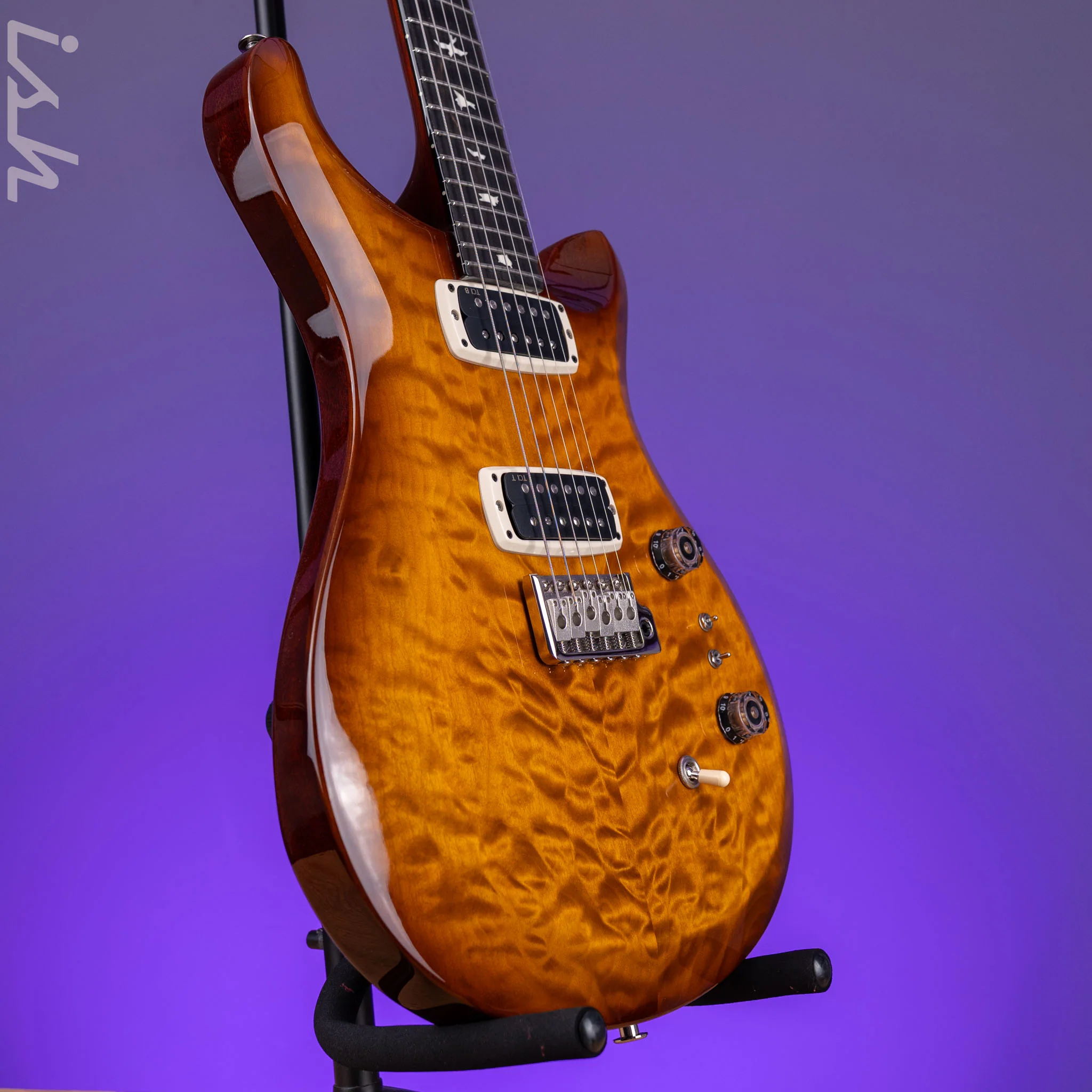 PRS S2 Custom 24-08 Quilt Amber Sunburst Ebony Fretboard - Image 3