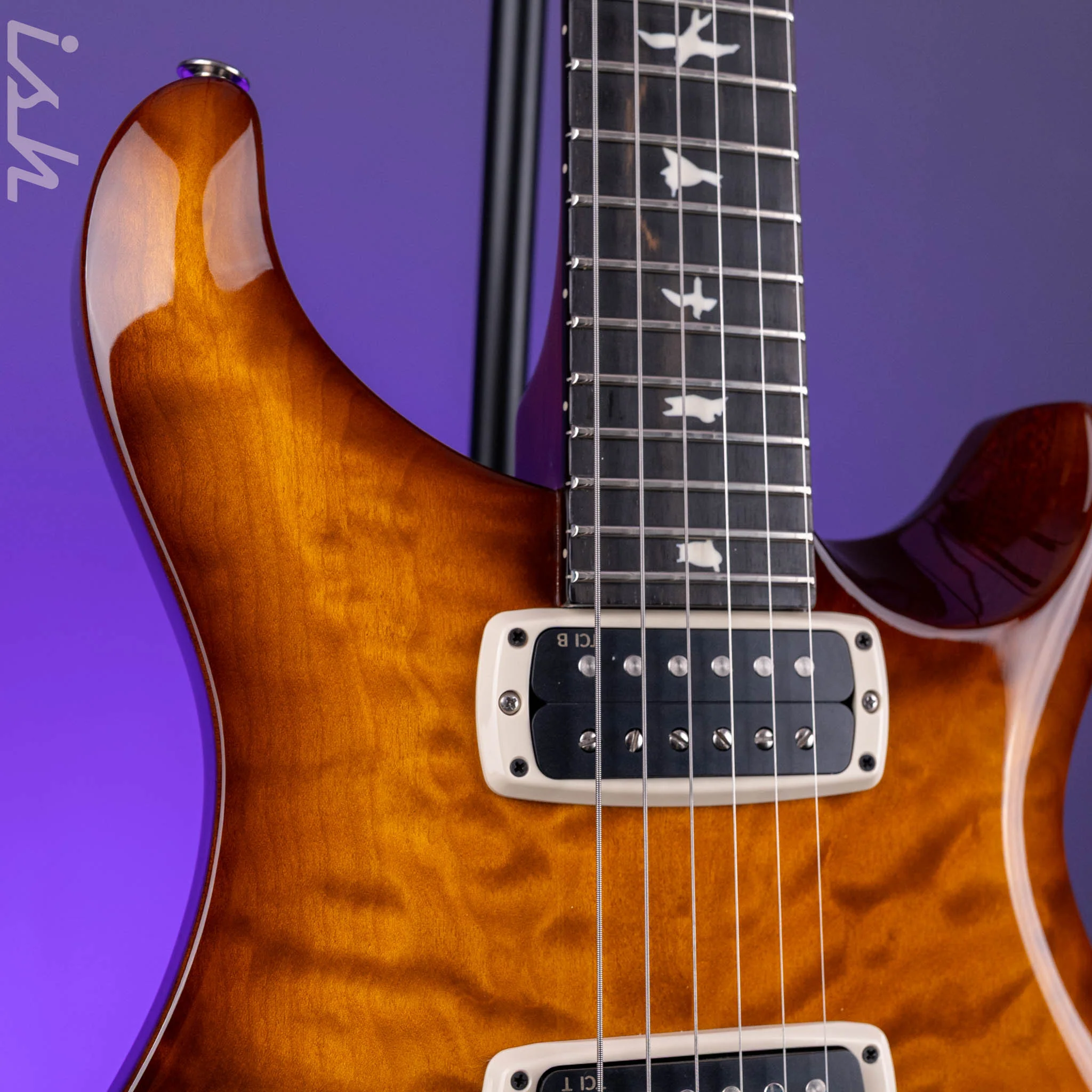 PRS S2 Custom 24-08 Quilt Amber Sunburst Ebony Fretboard - Image 4
