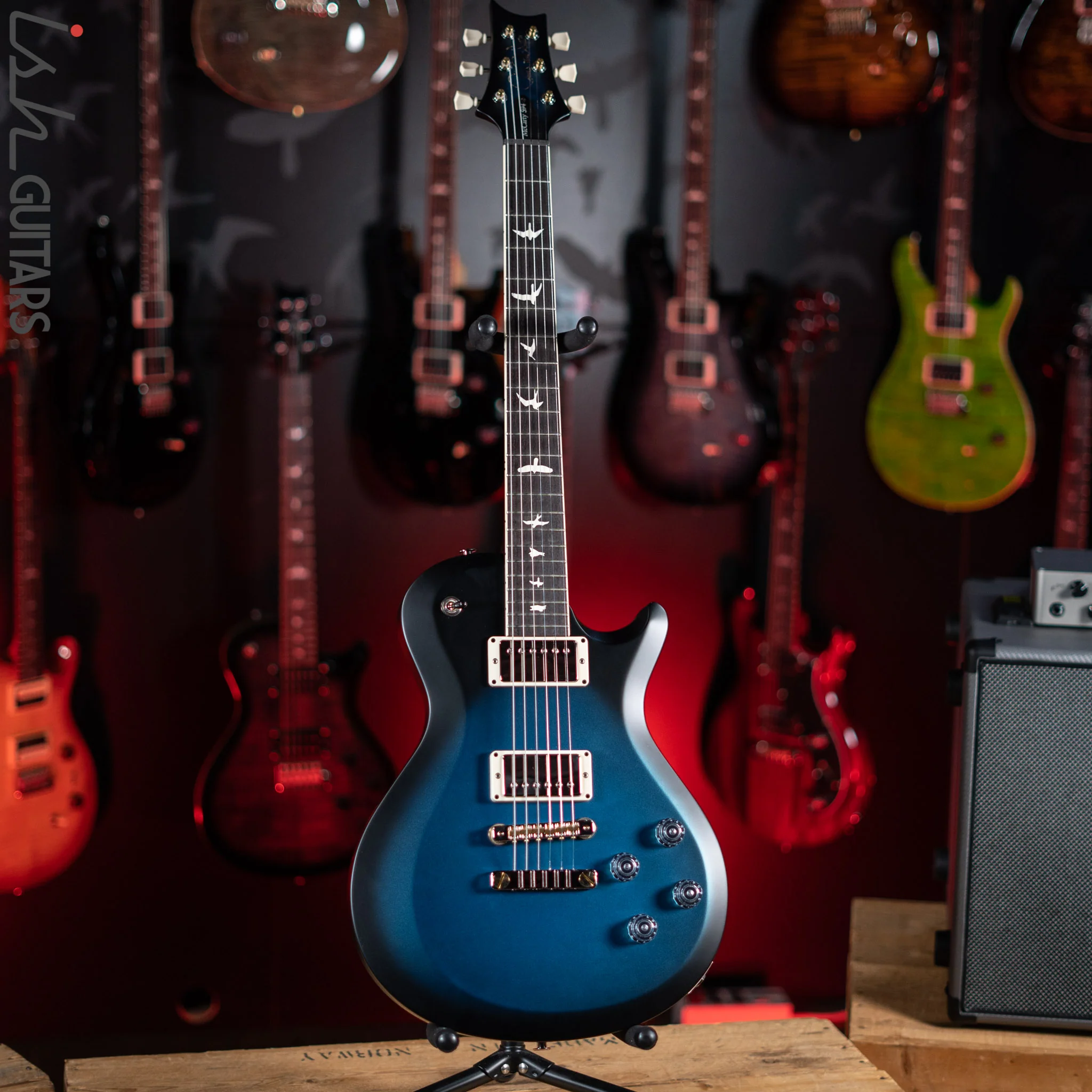 PRS S2 Singlecut McCarty 594 Metallic Blue w/ Black Wrap Burst Satin - Image 2