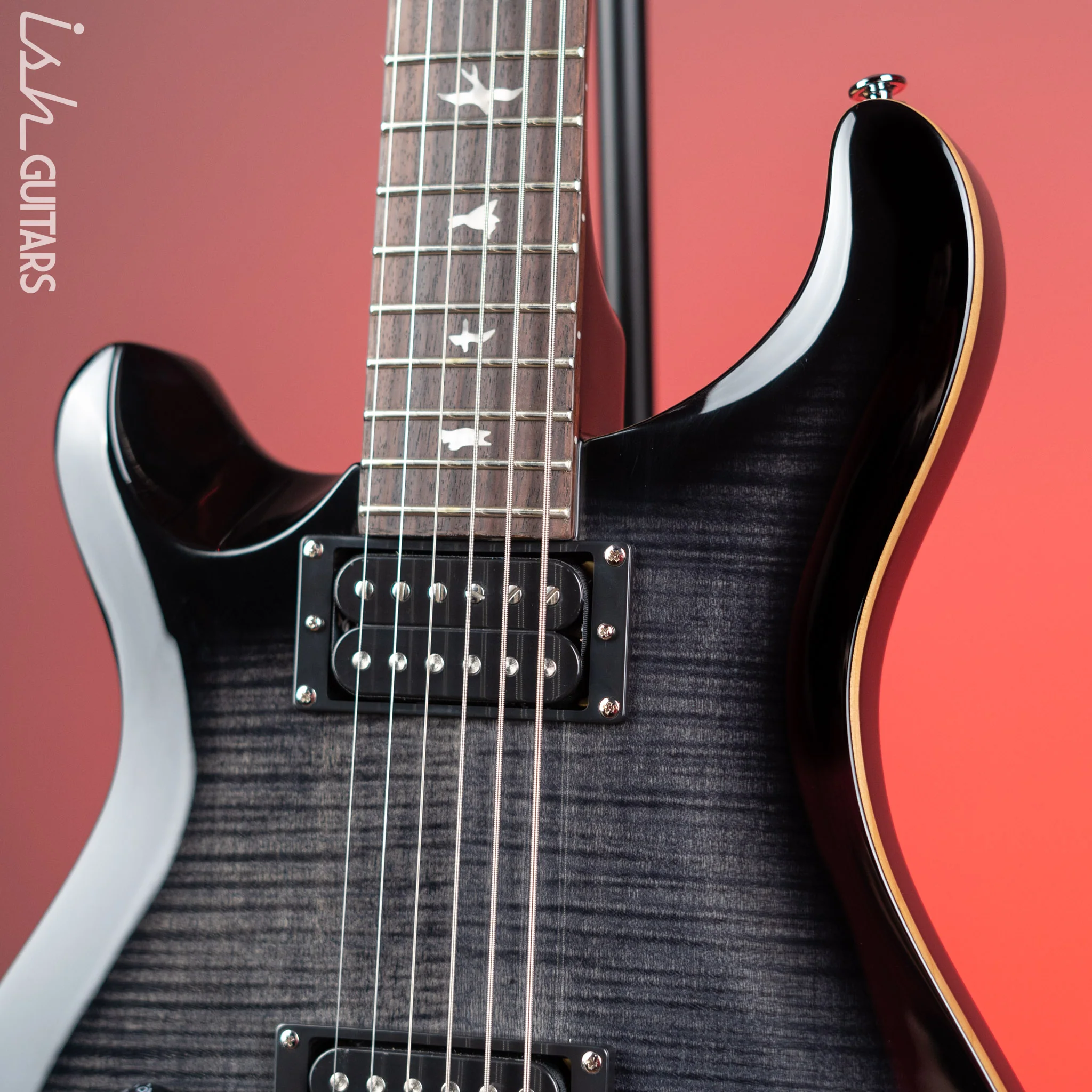 PRS SE 277 Baritone Left Handed Electric Guitar Charcoal Burst - Image 3