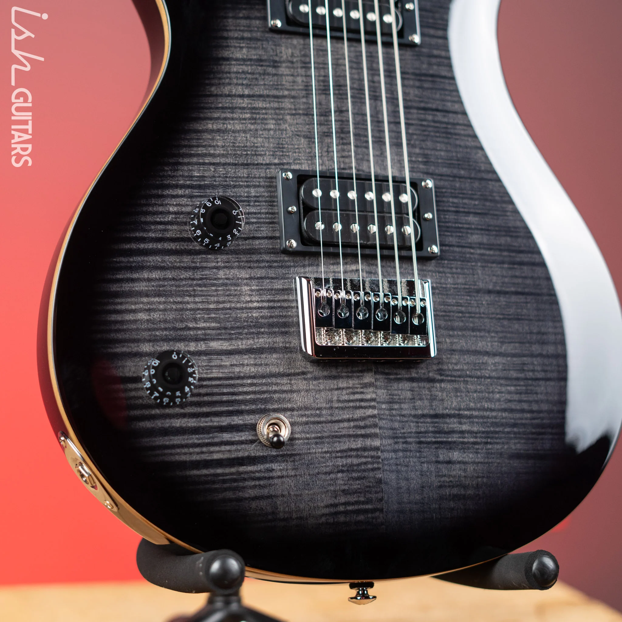 PRS SE 277 Baritone Left Handed Electric Guitar Charcoal Burst - Image 4