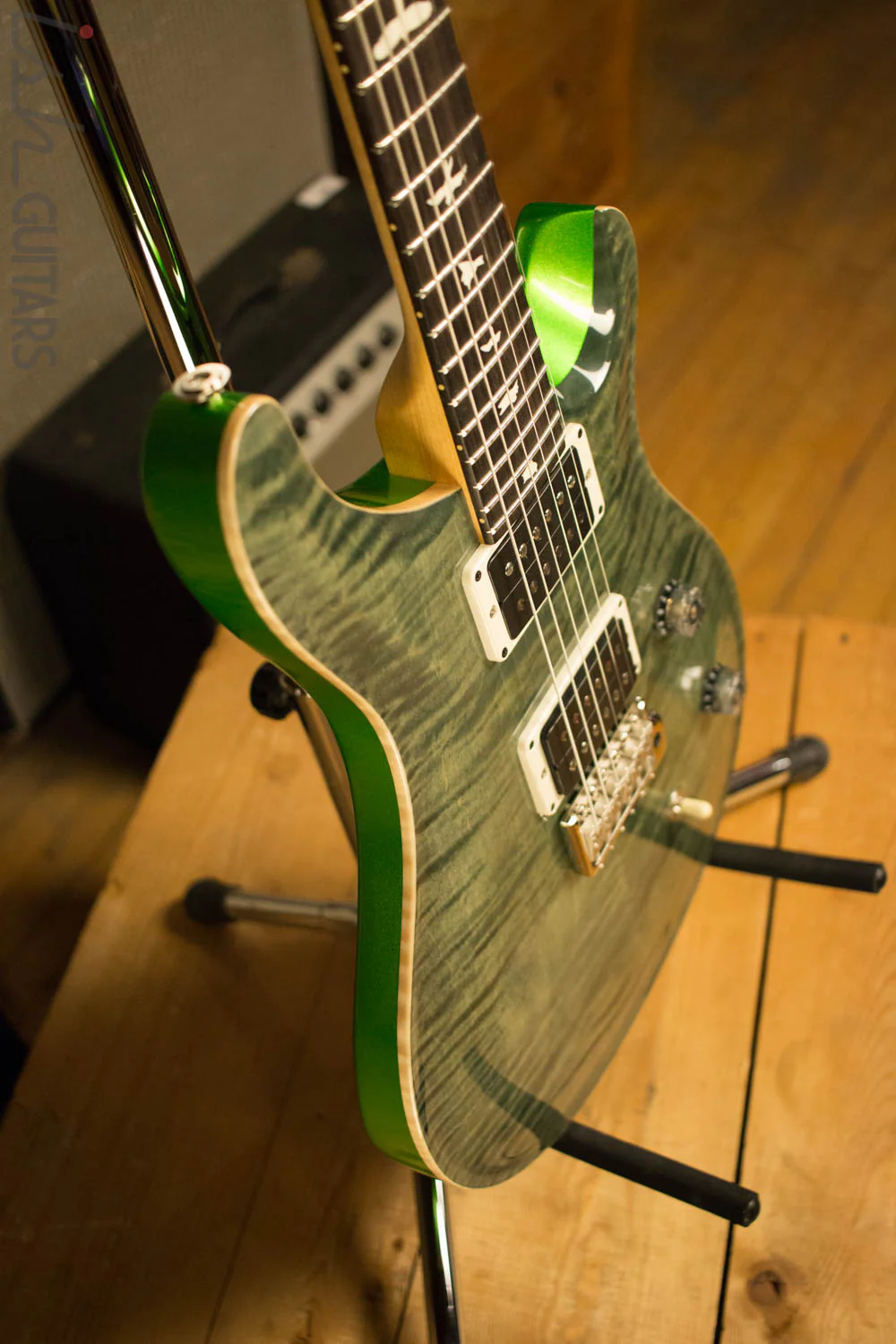 Paul Reed Smith PRS CE24 Custom Color Trampas Green with Metallic Green Back - Image 5