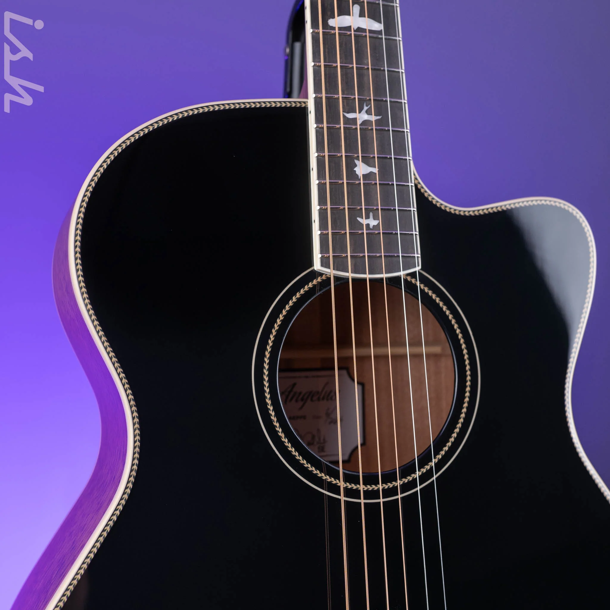 PRS SE A20E Angelus Acoustic-Electric Guitar Black Gloss Top - Image 3