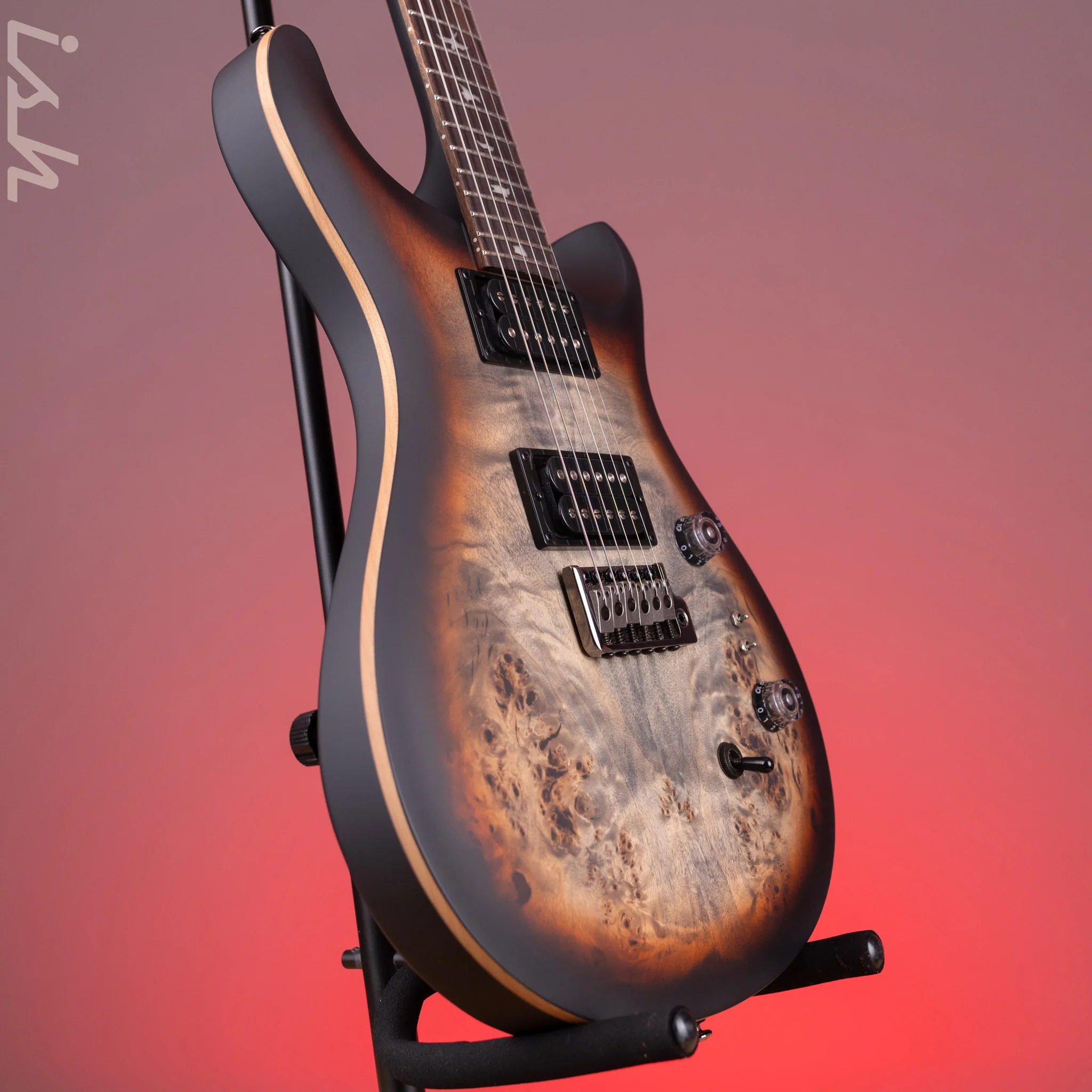 PRS SE Custom 24-08 Poplar Burl Limited Edition Charcoal Cherry Midnight Burst - Image 3