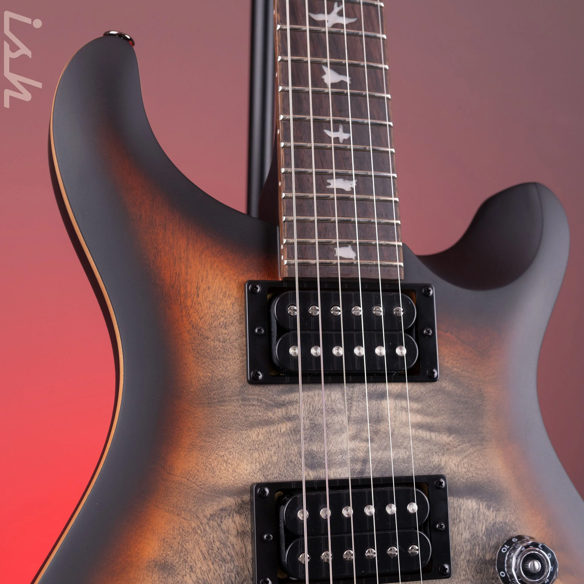PRS SE Custom 24-08 Poplar Burl Limited Edition Charcoal Cherry Midnight Burst - Image 4