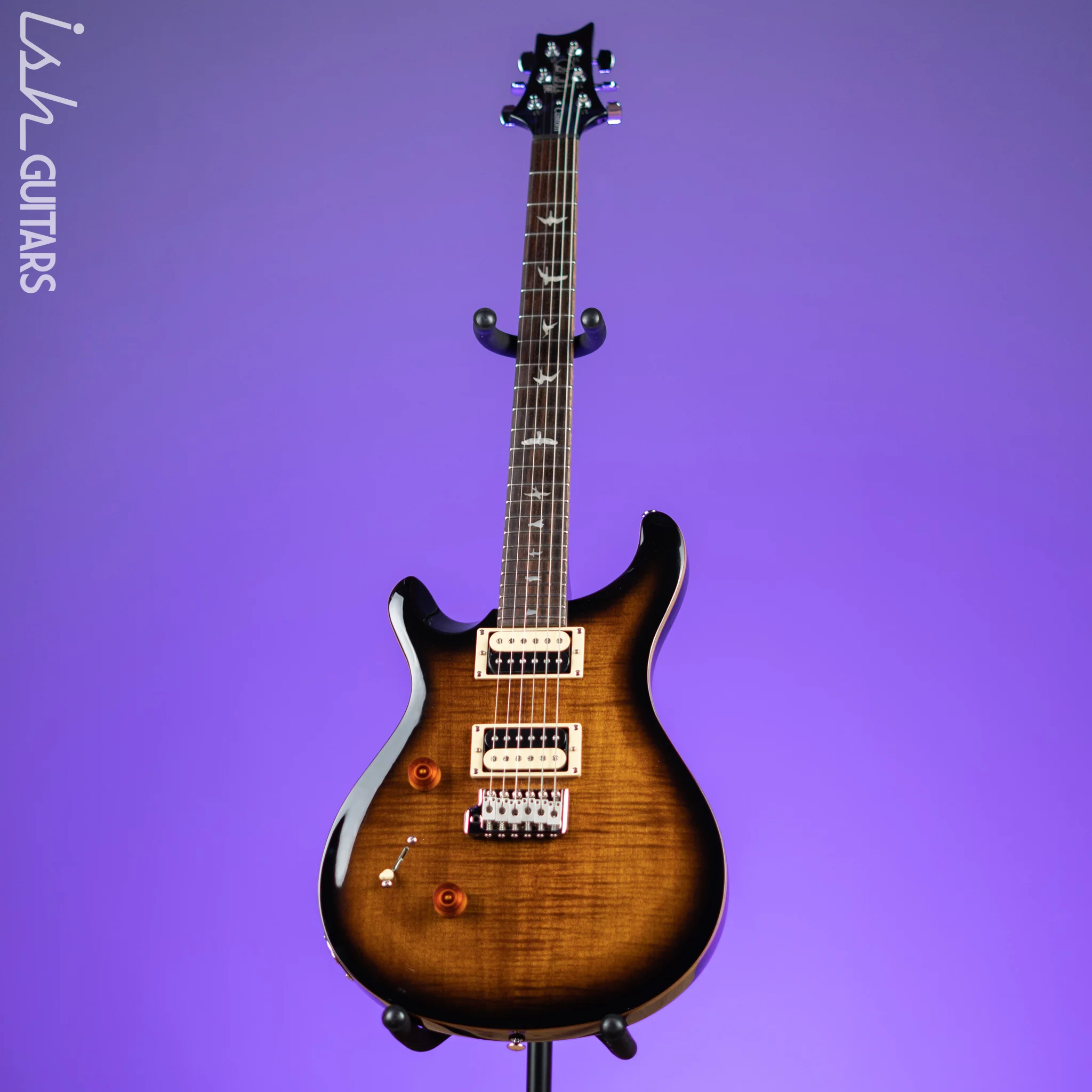 PRS SE Custom 24 Lefty Electric Guitar Black Gold Burst - Image 2