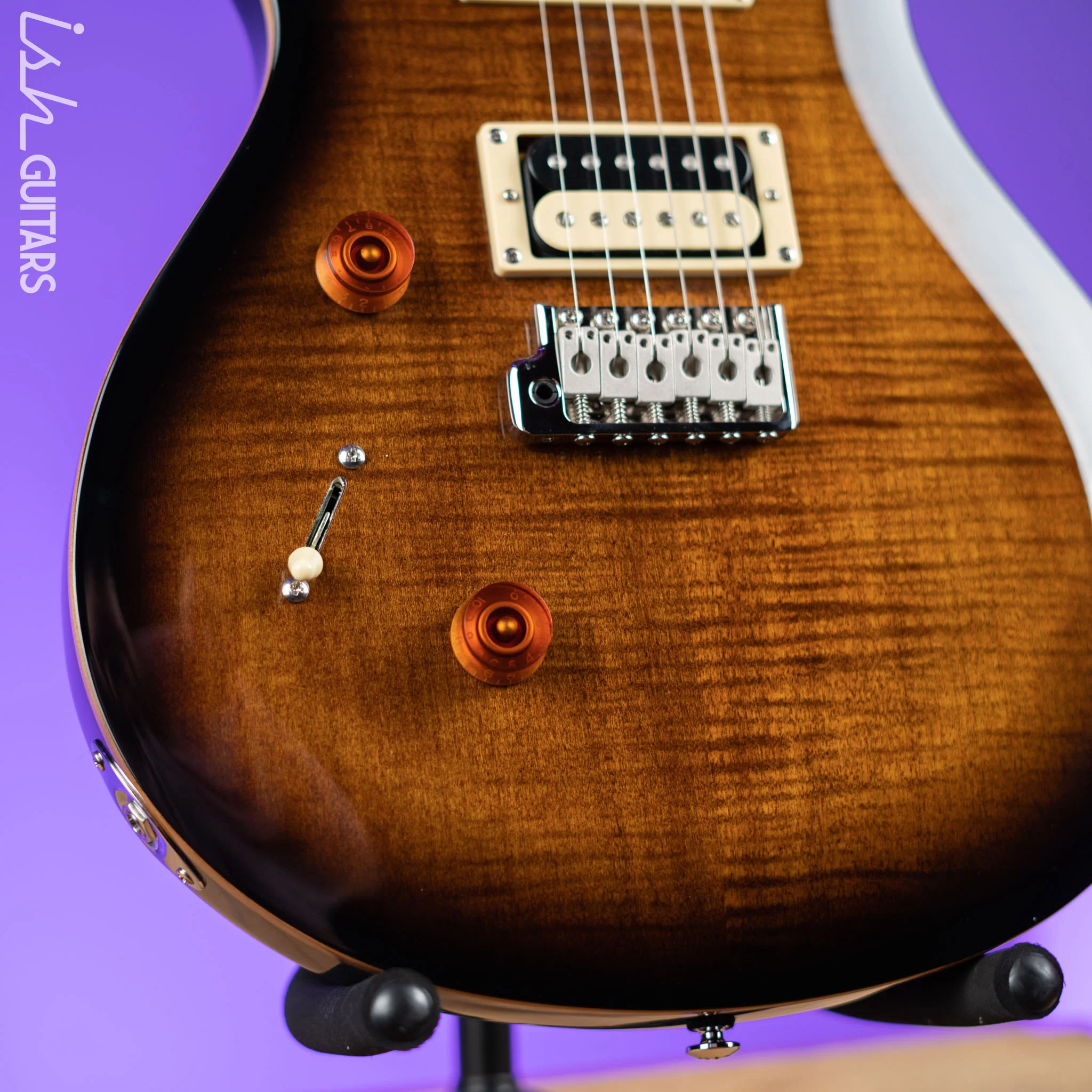PRS SE Custom 24 Lefty Electric Guitar Black Gold Burst - Image 4