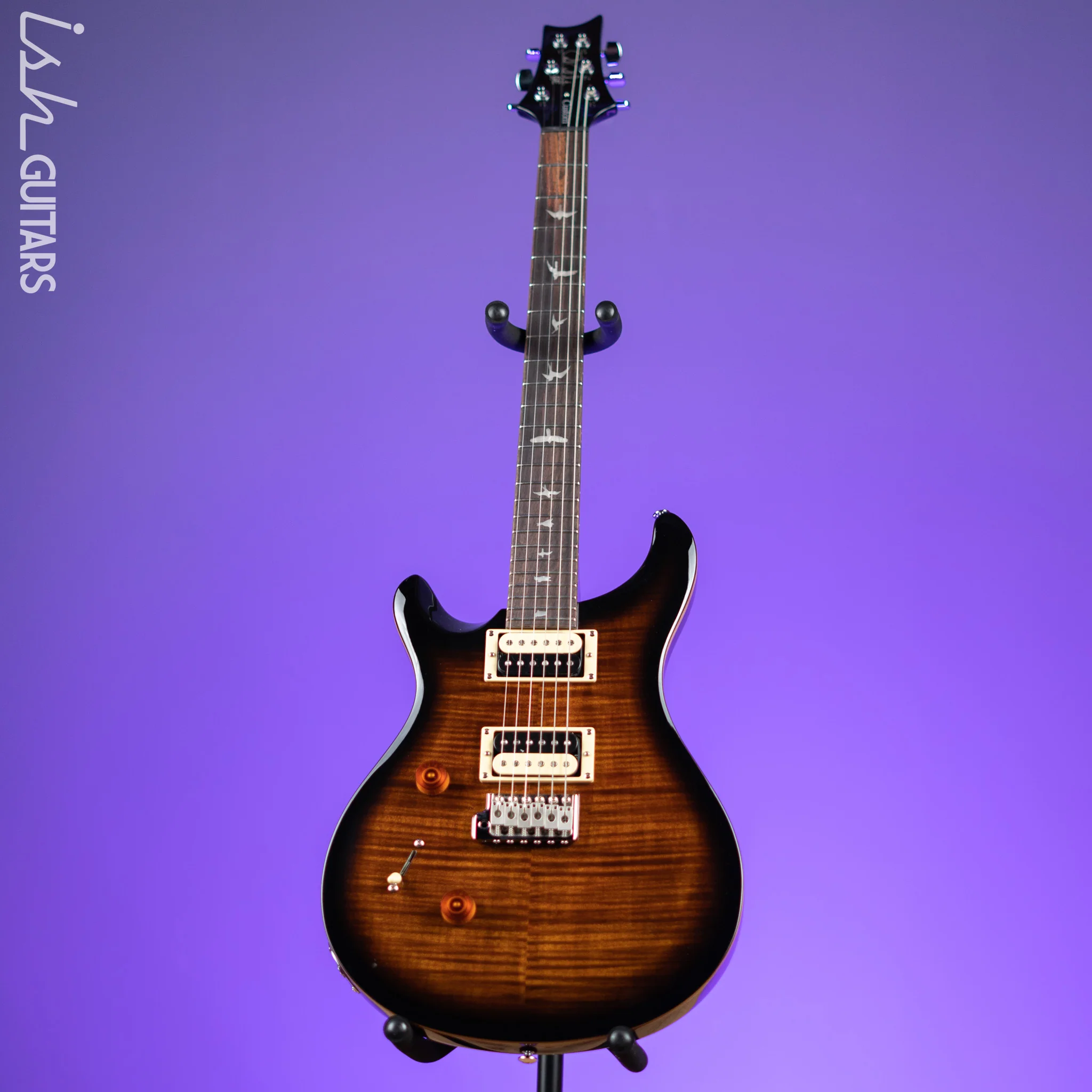 PRS SE Custom 24 Lefty Electric Guitar Black Gold Burst - Image 2