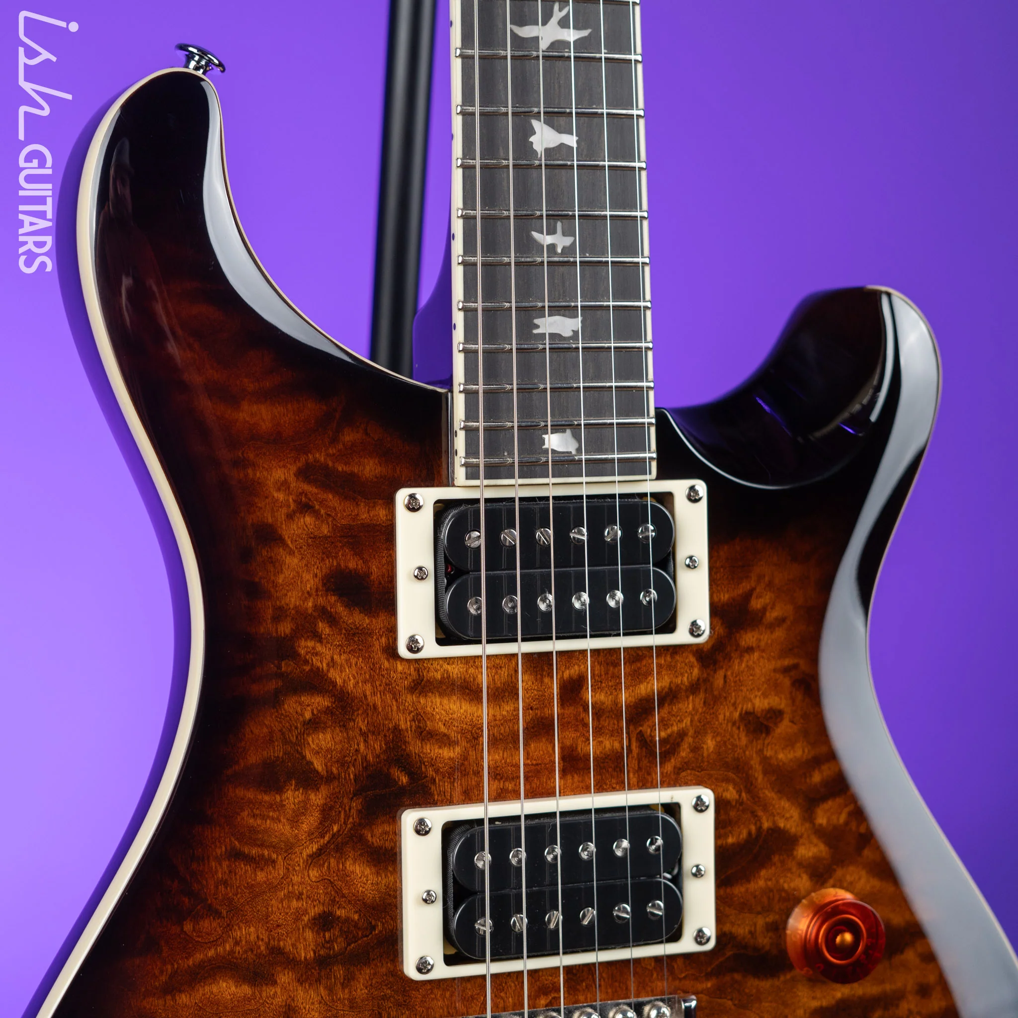 PRS SE Custom 24 Quilt Black Gold Sunburst Electric Guitar - Image 3