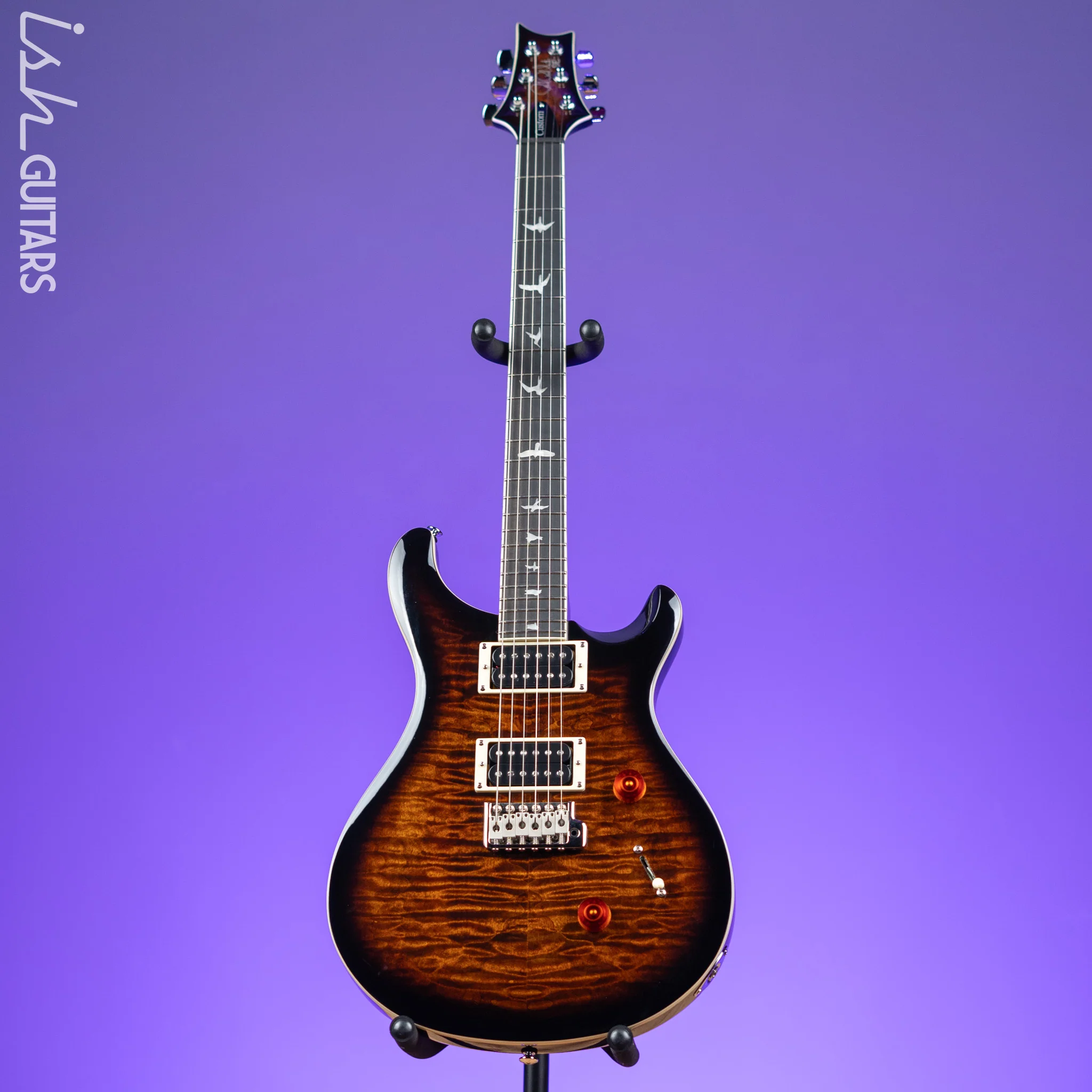 PRS SE Custom 24 Quilt Black Gold Sunburst Electric Guitar - Image 2