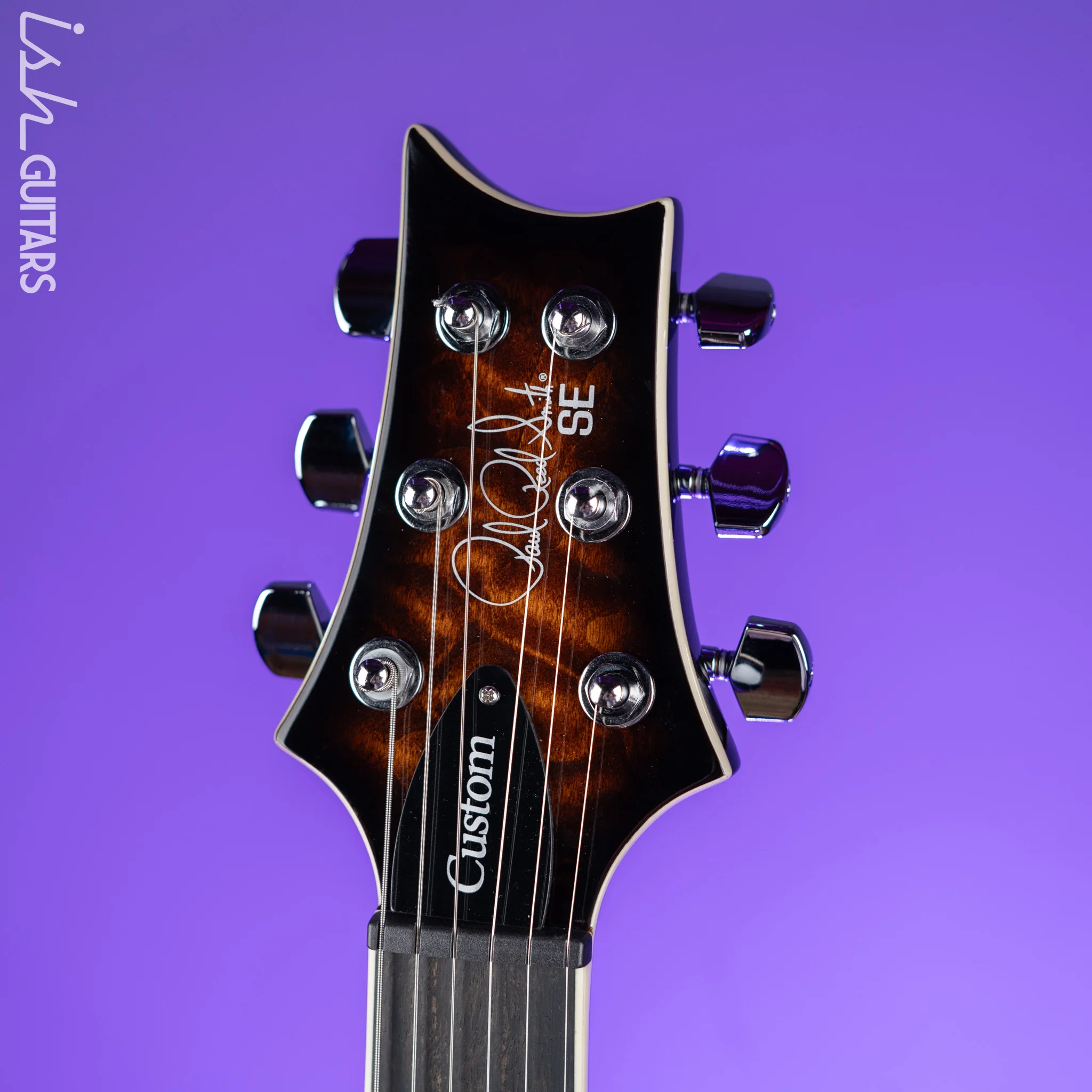 PRS SE Custom 24 Quilt Black Gold Sunburst Electric Guitar - Image 5