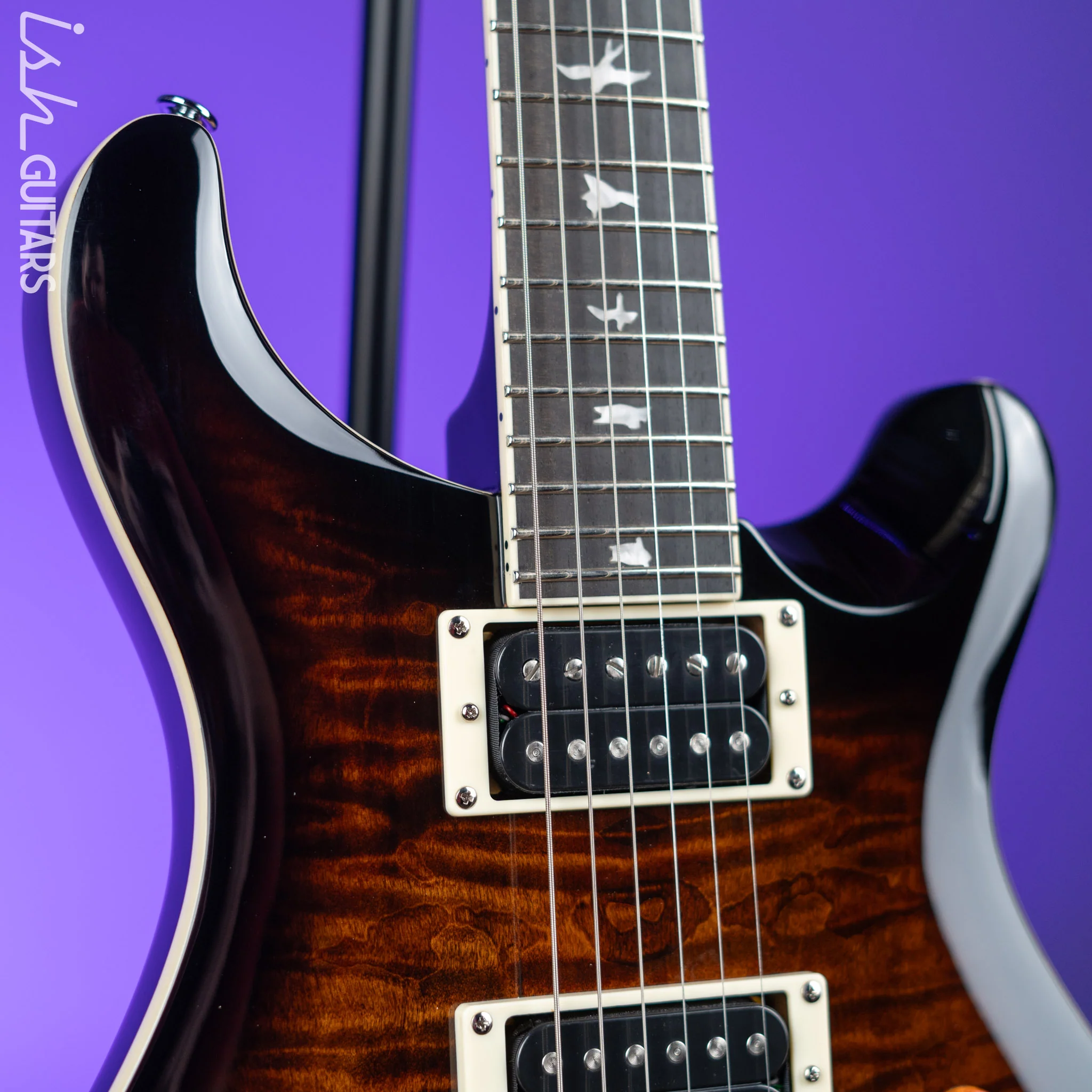 PRS SE Custom 24 Quilt Black Gold Sunburst Electric Guitar - Image 3