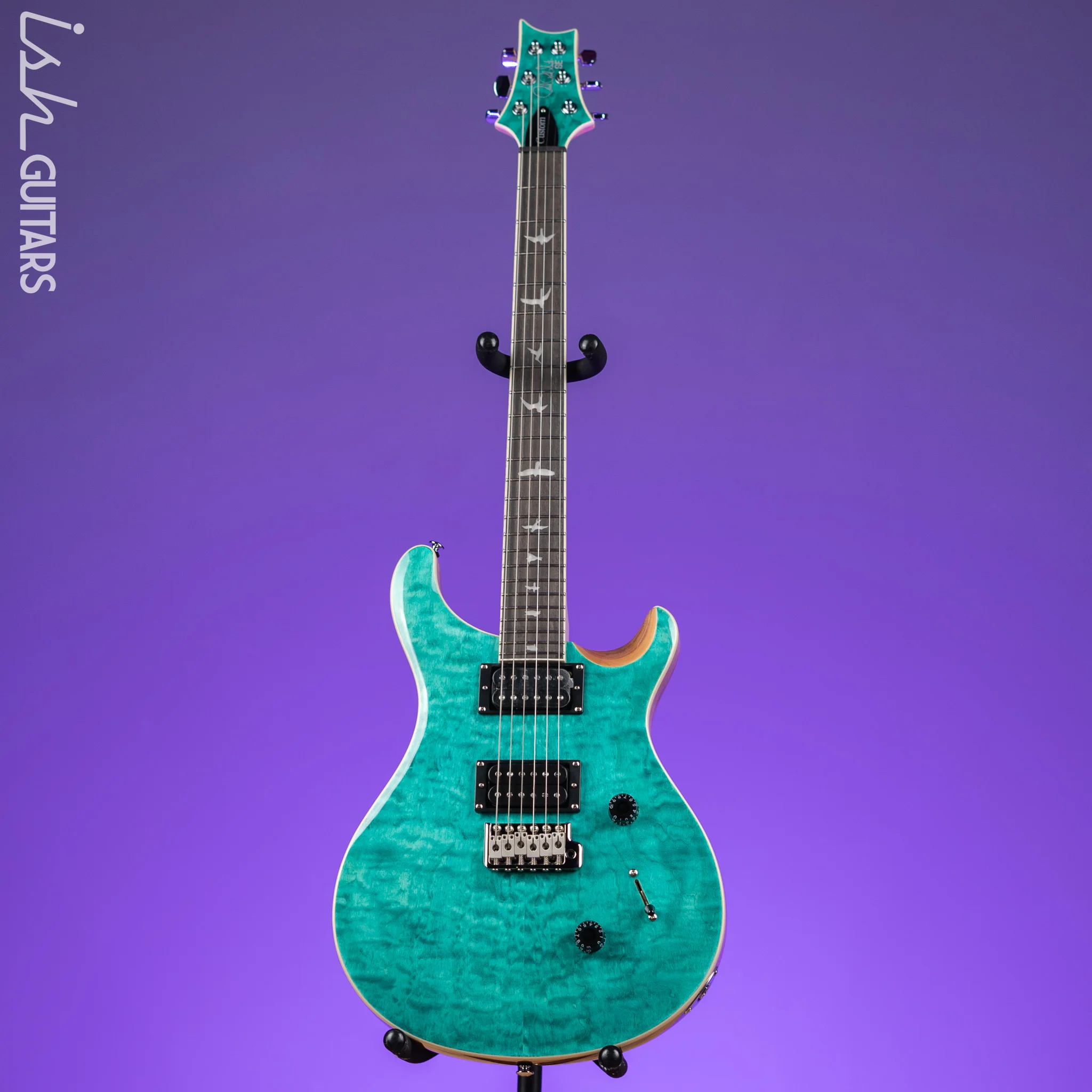 PRS SE Custom 24 Quilt Turquoise Electric Guitar - Image 2