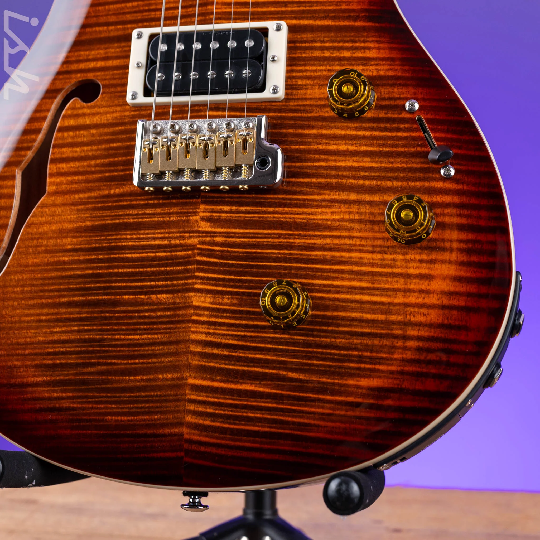 PRS SE Custom 24 Semi-Hollow Piezo Orange Tiger Smokeburst *2025 Release!* - Image 4