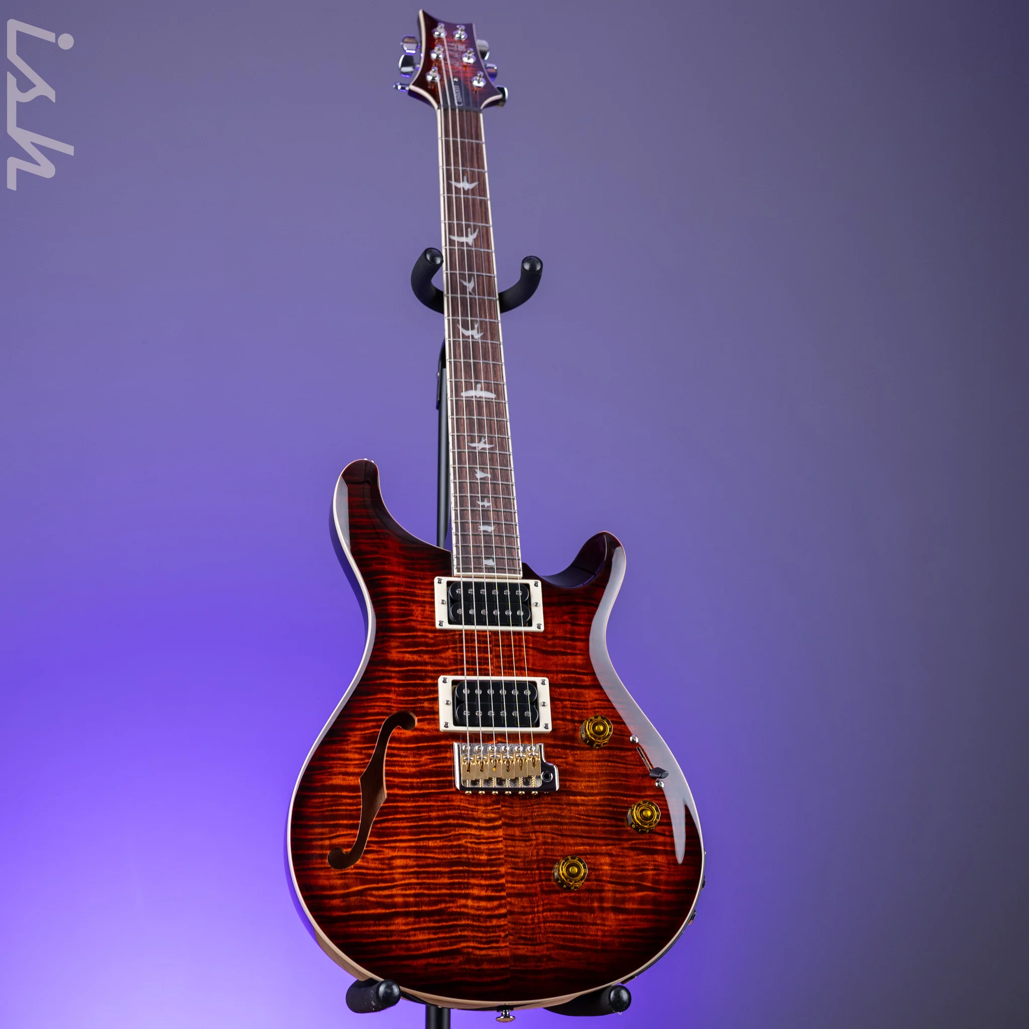 PRS SE Custom 24 Semi-Hollow Piezo Orange Tiger Smokeburst *2025 Release!* - Image 2