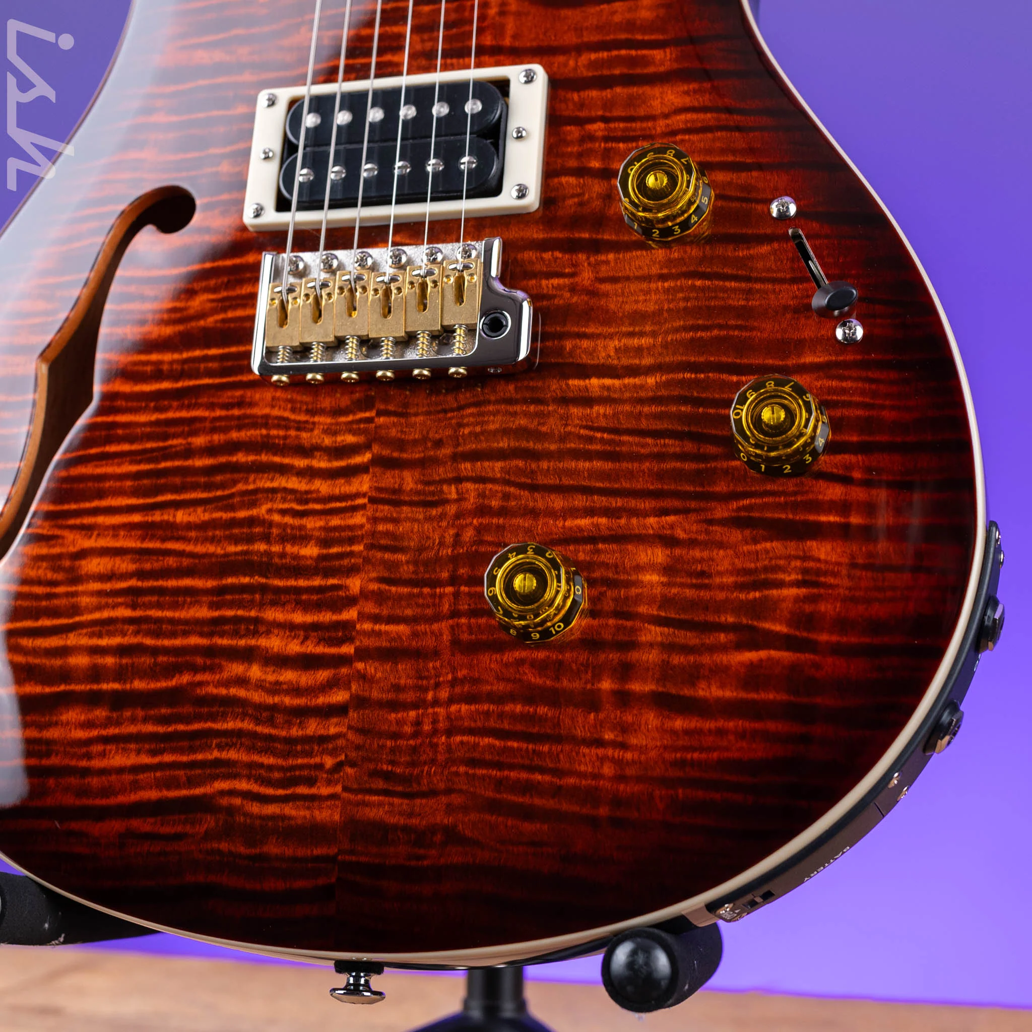 PRS SE Custom 24 Semi-Hollow Piezo Orange Tiger Smokeburst *2025 Release!* - Image 4