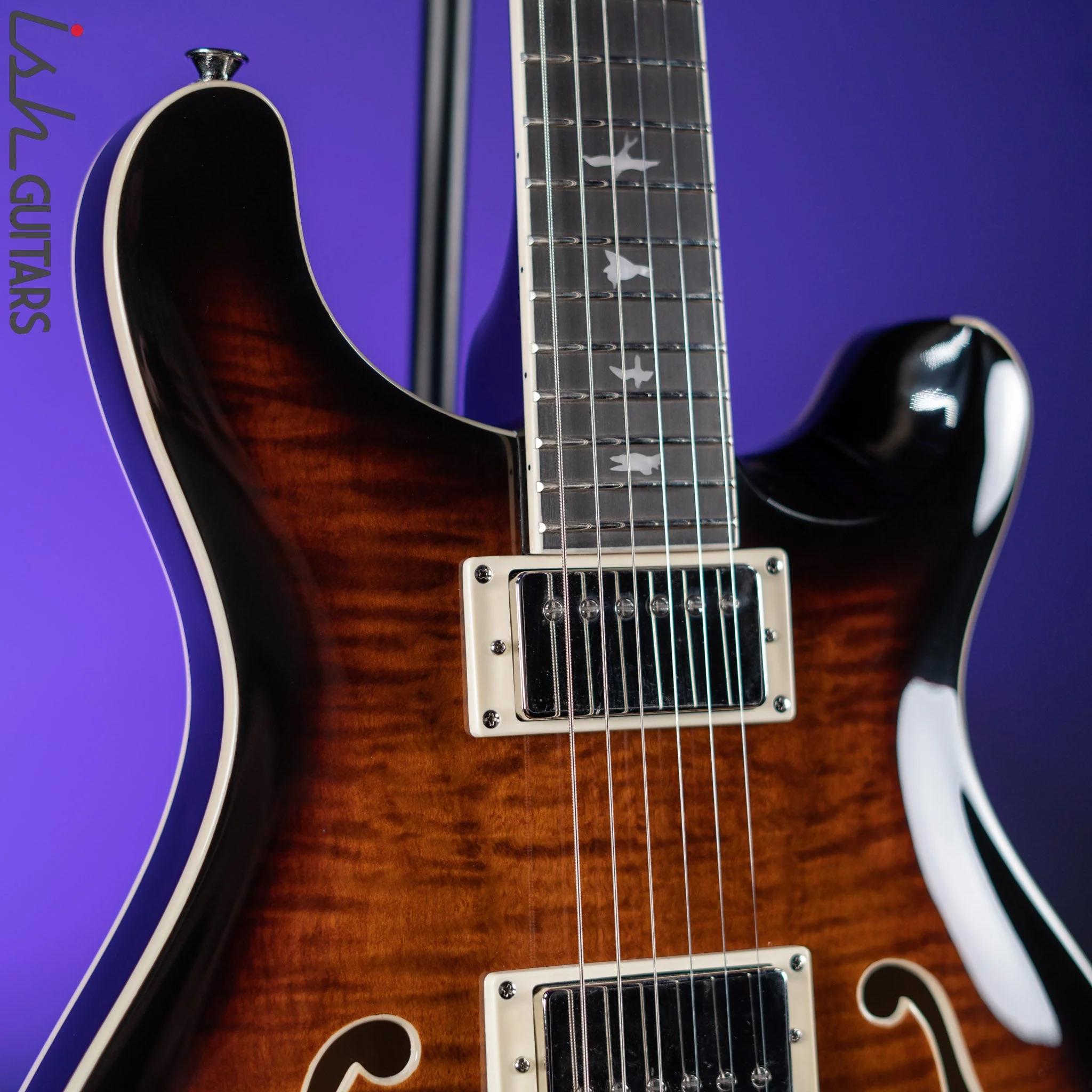 PRS SE Hollowbody II Electric Guitar Black Gold Sunburst - Image 3