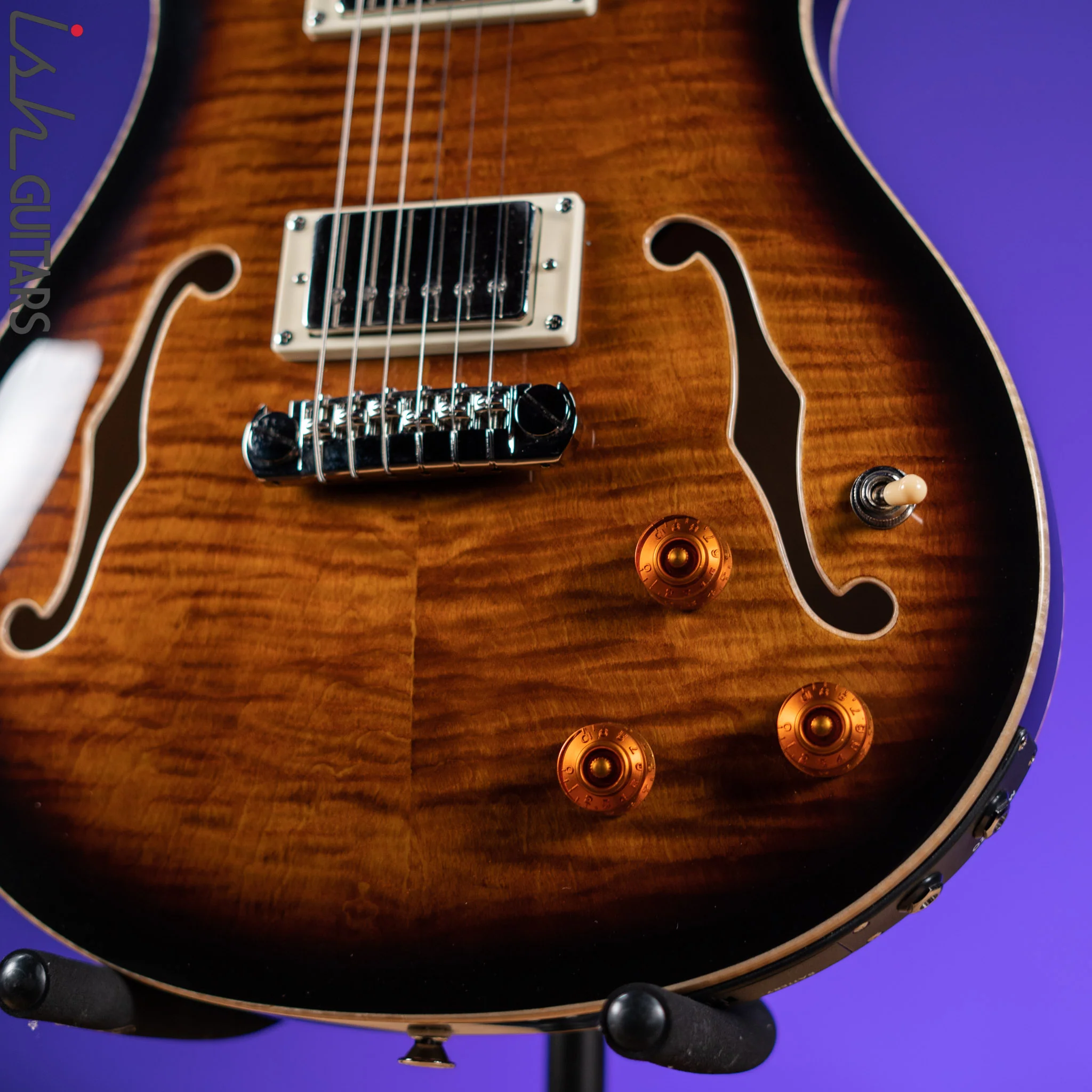 PRS SE Hollowbody II Piezo Electric Guitar Black Gold Burst - Image 4