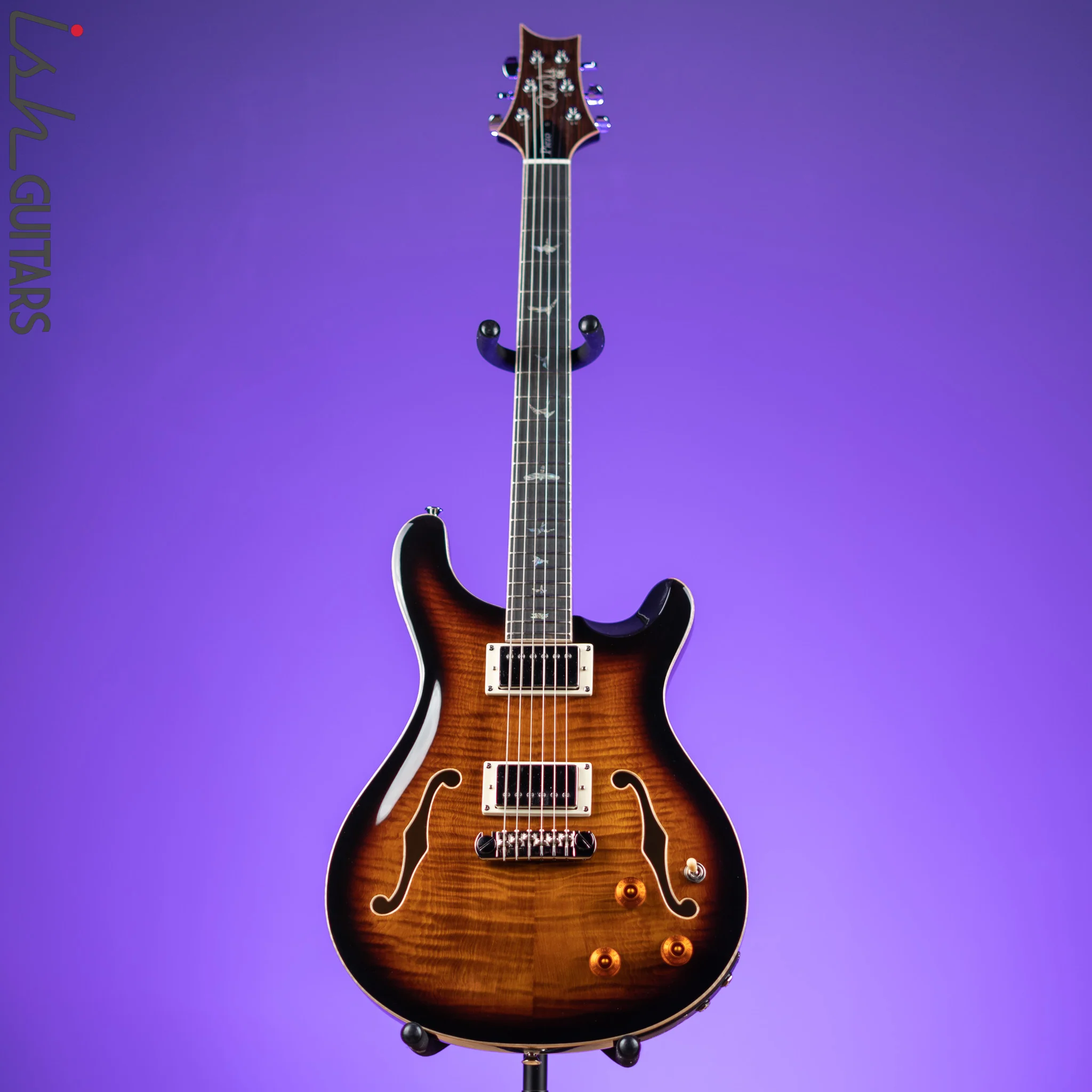PRS SE Hollowbody II Piezo Electric Guitar Black Gold Sunburst - Image 2