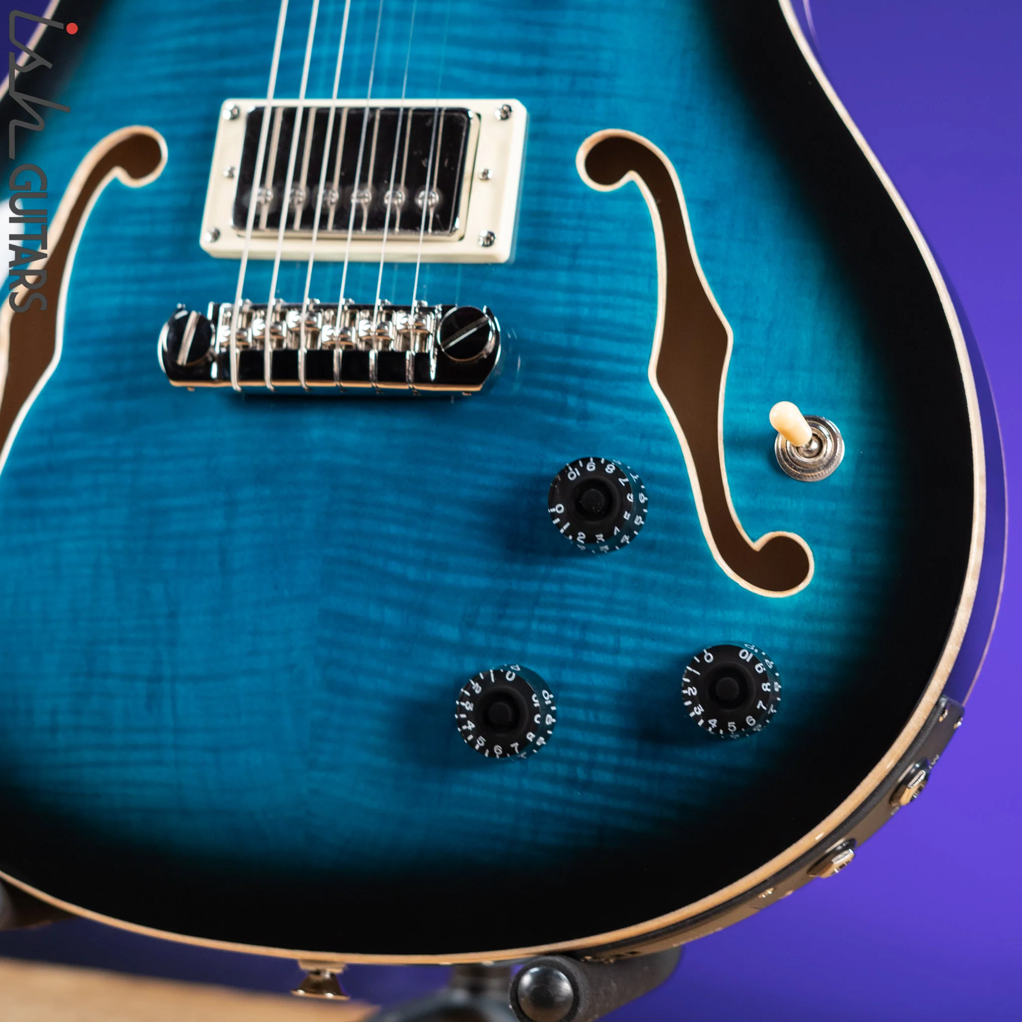 PRS SE Hollowbody II Piezo Electric Guitar Peacock Blue Sunburst Demo - Image 4