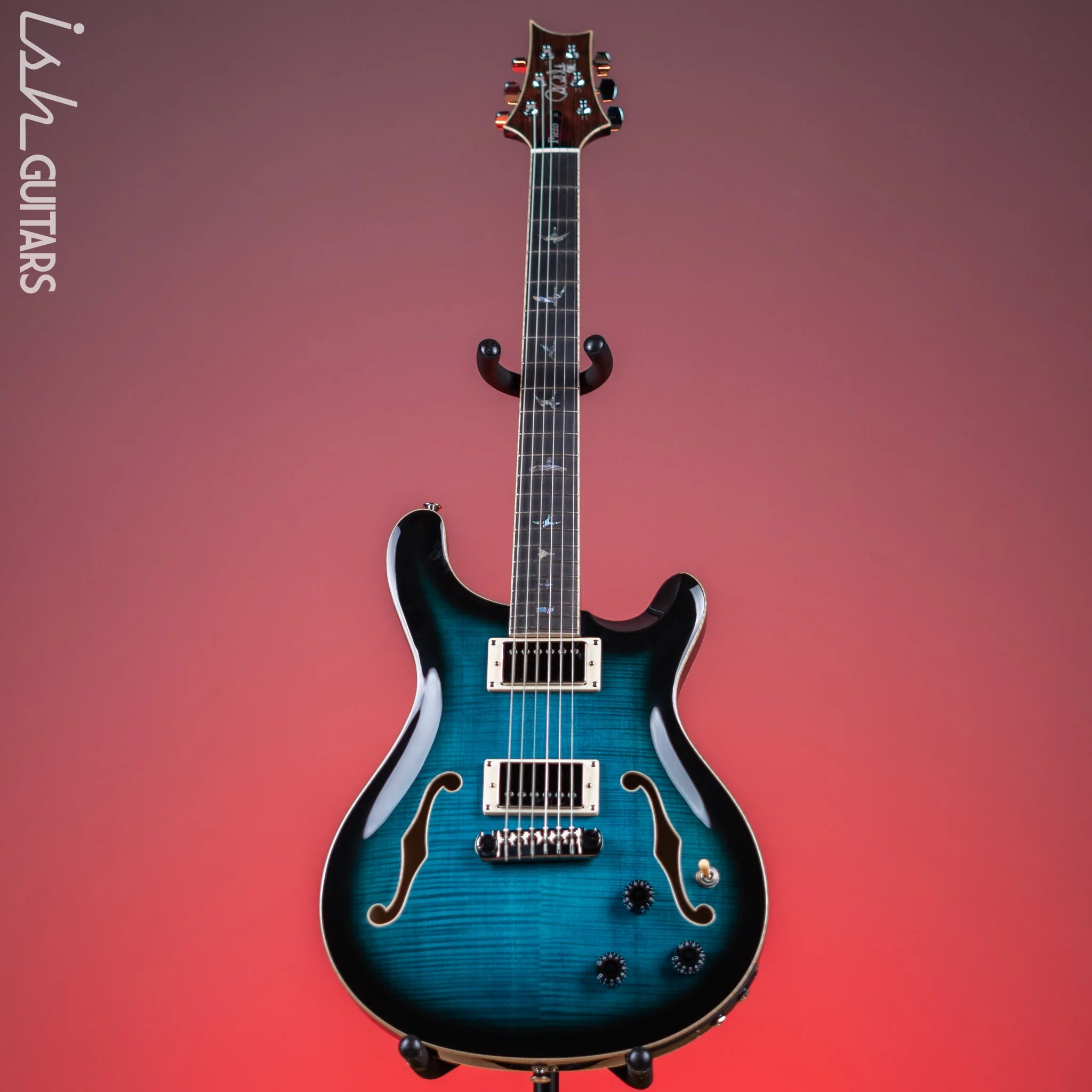 PRS SE Hollowbody II Piezo Electric Guitar Peacock Blue Sunburst Demo - Image 2