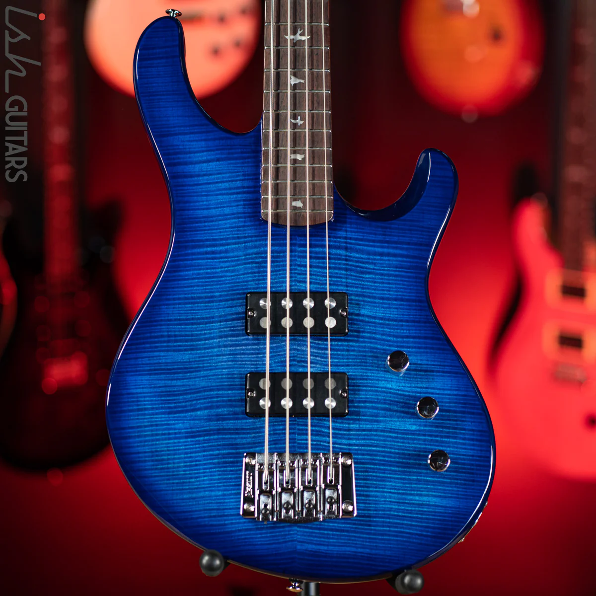 PRS SE Kingfisher Bass Faded Blue Wrap Around Burst