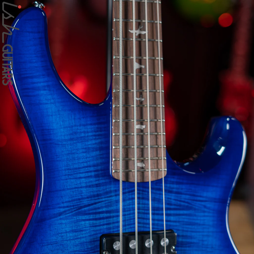 PRS SE Kingfisher Bass Faded Blue Wrap Around Burst Demo - Image 3