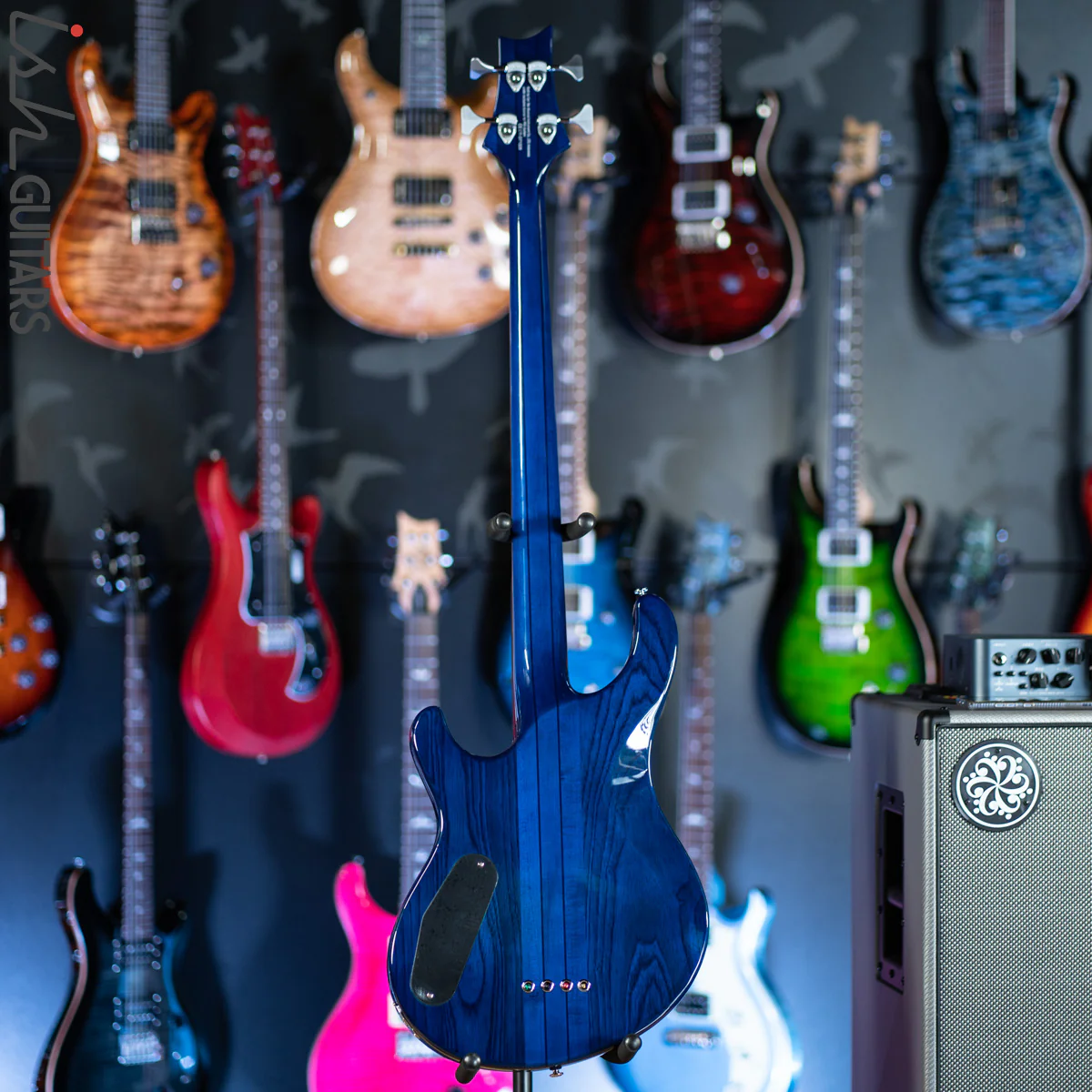 PRS SE Kingfisher Bass Faded Blue Wrap Around Burst Demo - Image 7