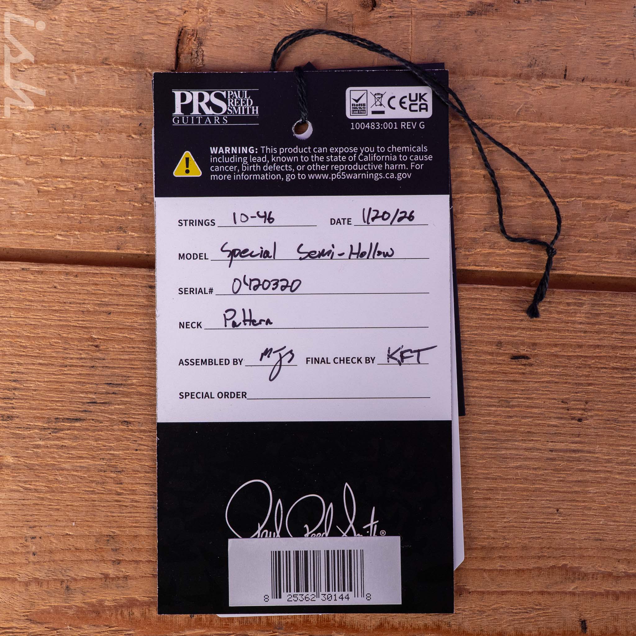 PRS Special Semi Hollow Sunburst Crackle Sprayer's Choice - Image 14