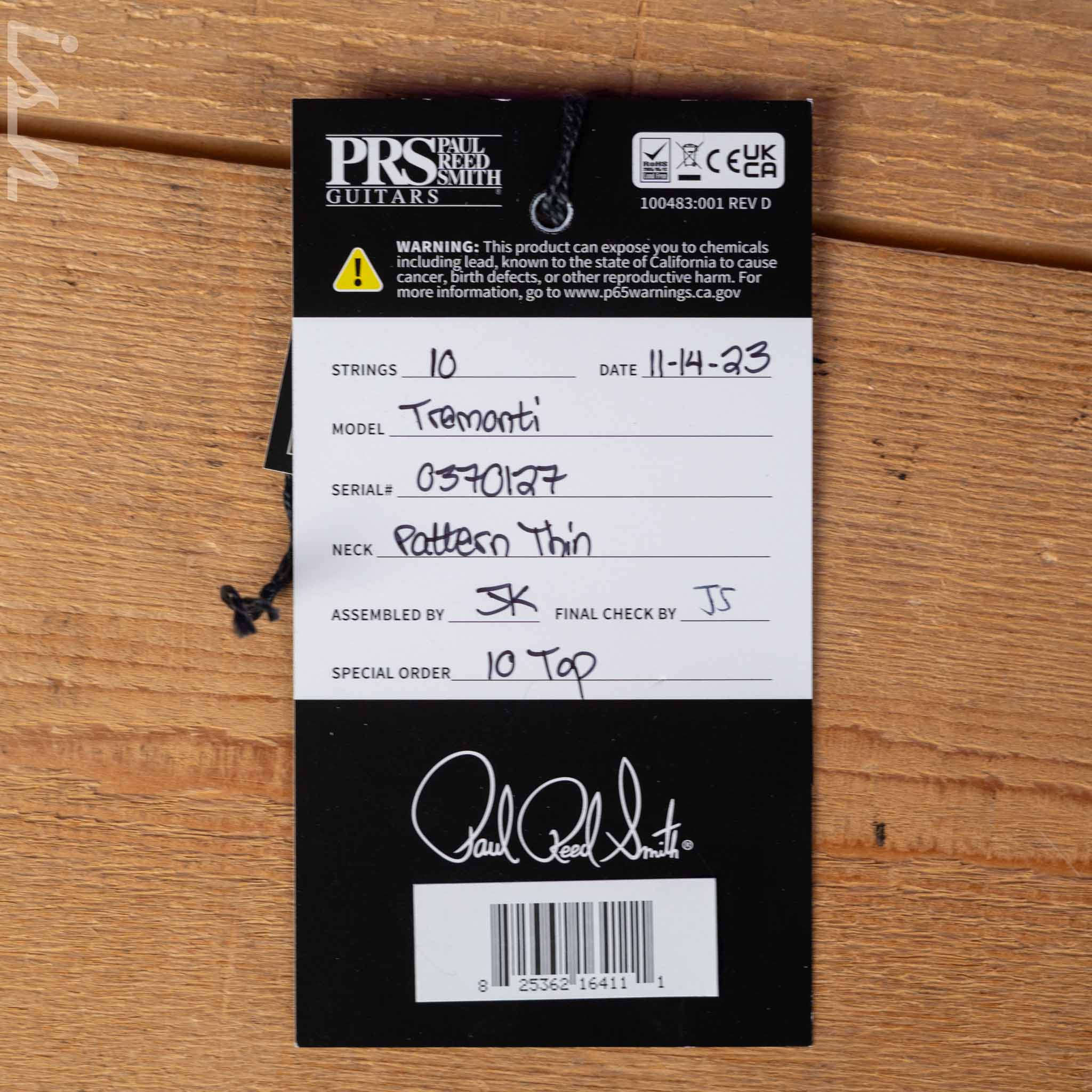 PRS Tremonti Signature Stoptail Charcoal Contour Burst 10-Top - Image 11