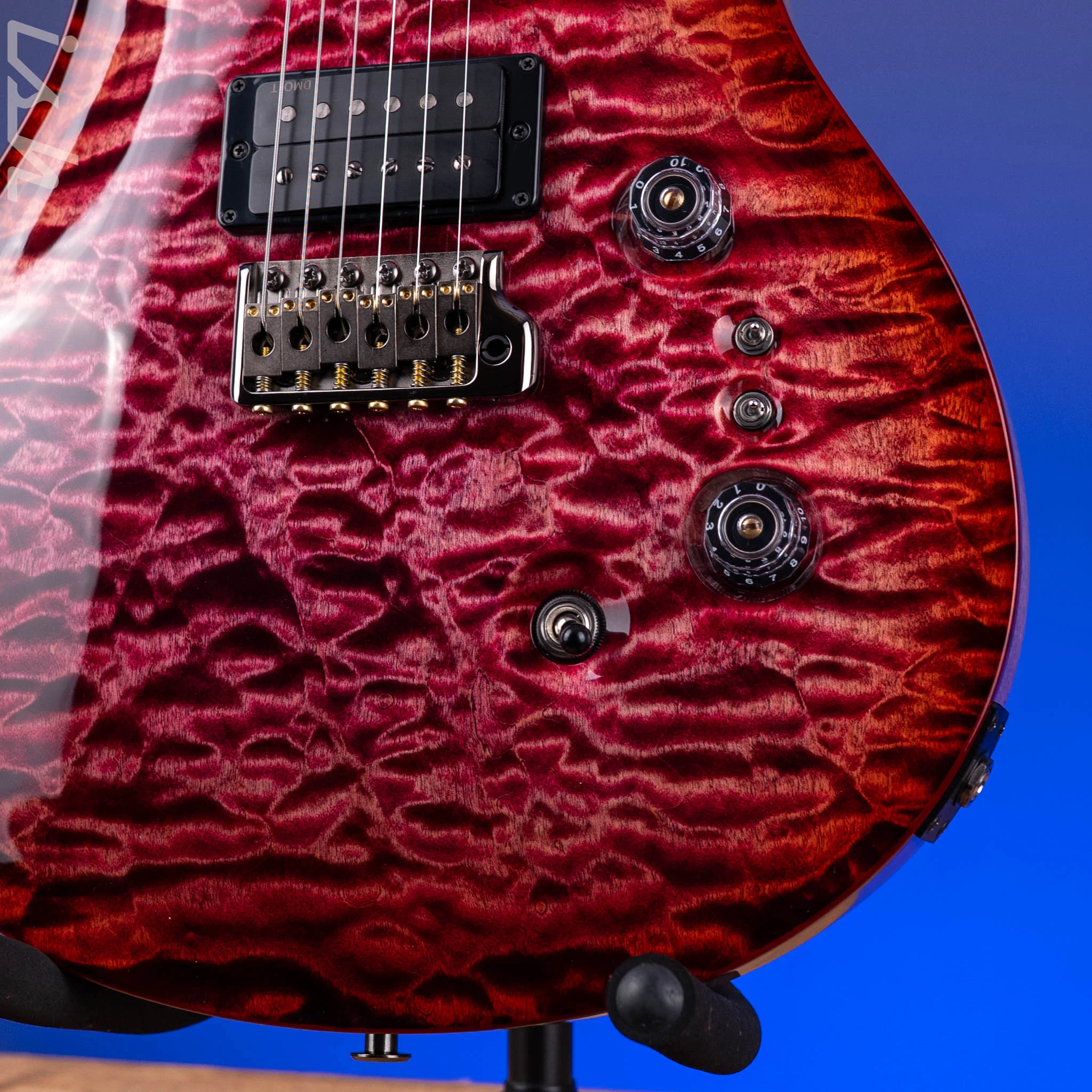 PRS Wood Library Custom 24-08 10-Top 1-Piece Quilt Raspberry Red Burst Custom Color - Image 5