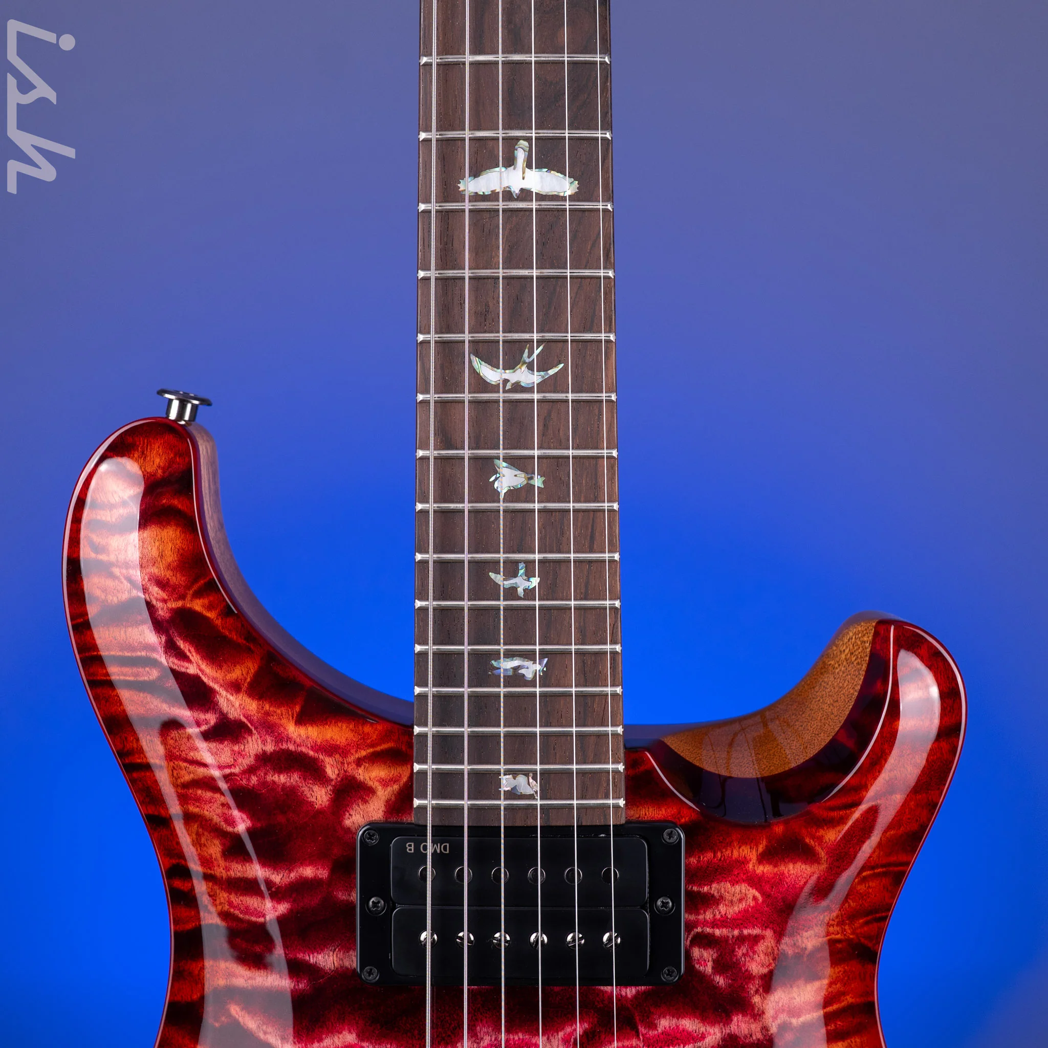 PRS Wood Library Custom 24-08 10-Top 1-Piece Quilt Raspberry Red Burst Custom Color - Image 6
