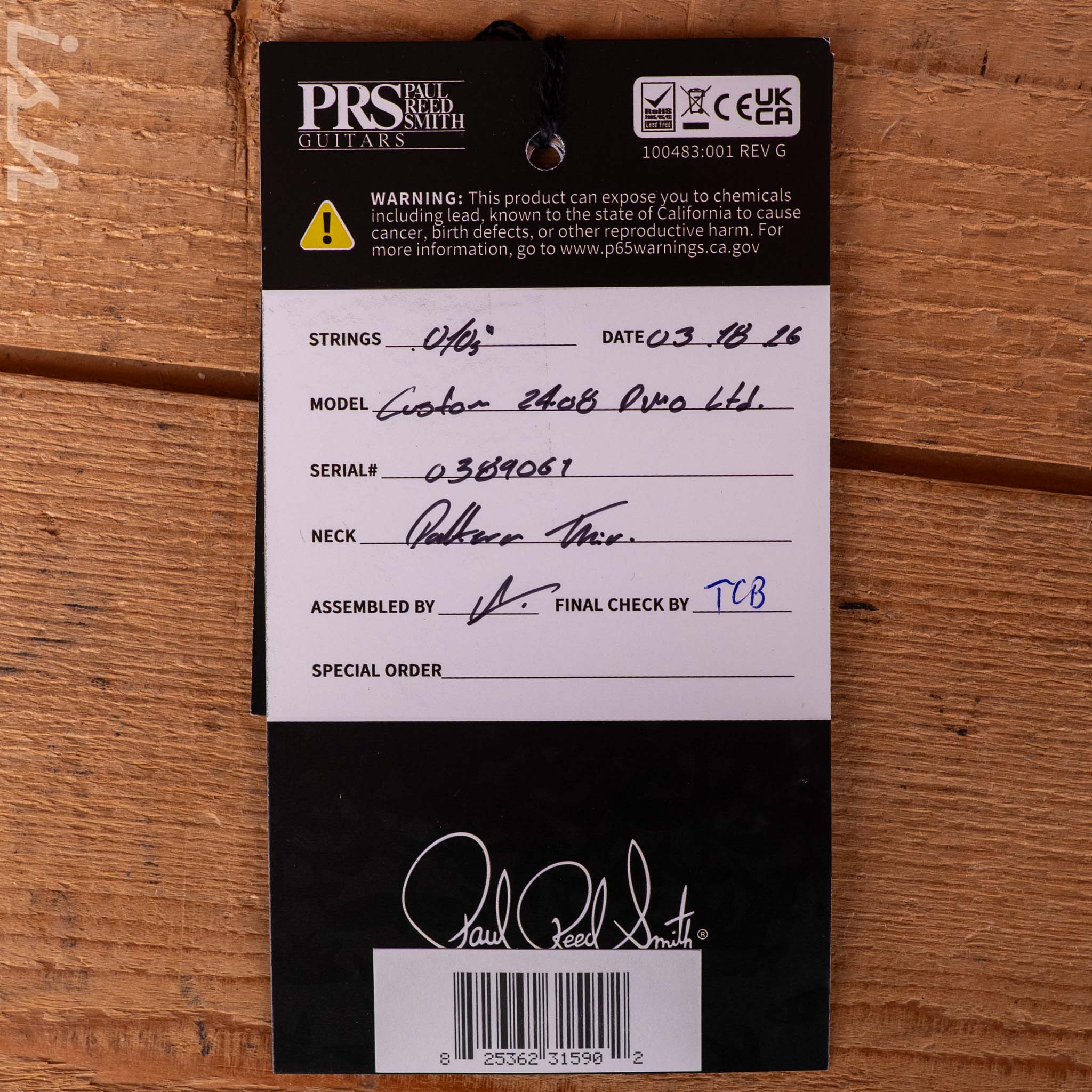 PRS Wood Library Custom 24-08 10-Top Black Raspberry Smokeburst Custom Color - Image 13