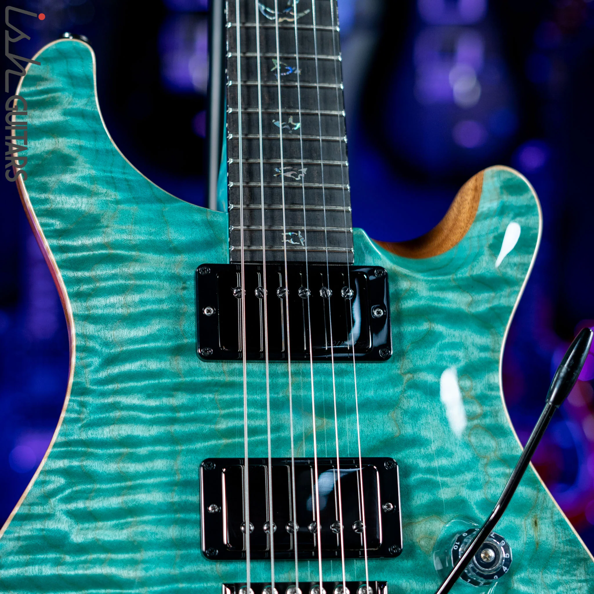 PRS Wood Library Custom 24 Teal One Piece 10 Top Quilt Figured Maple Neck - Image 3