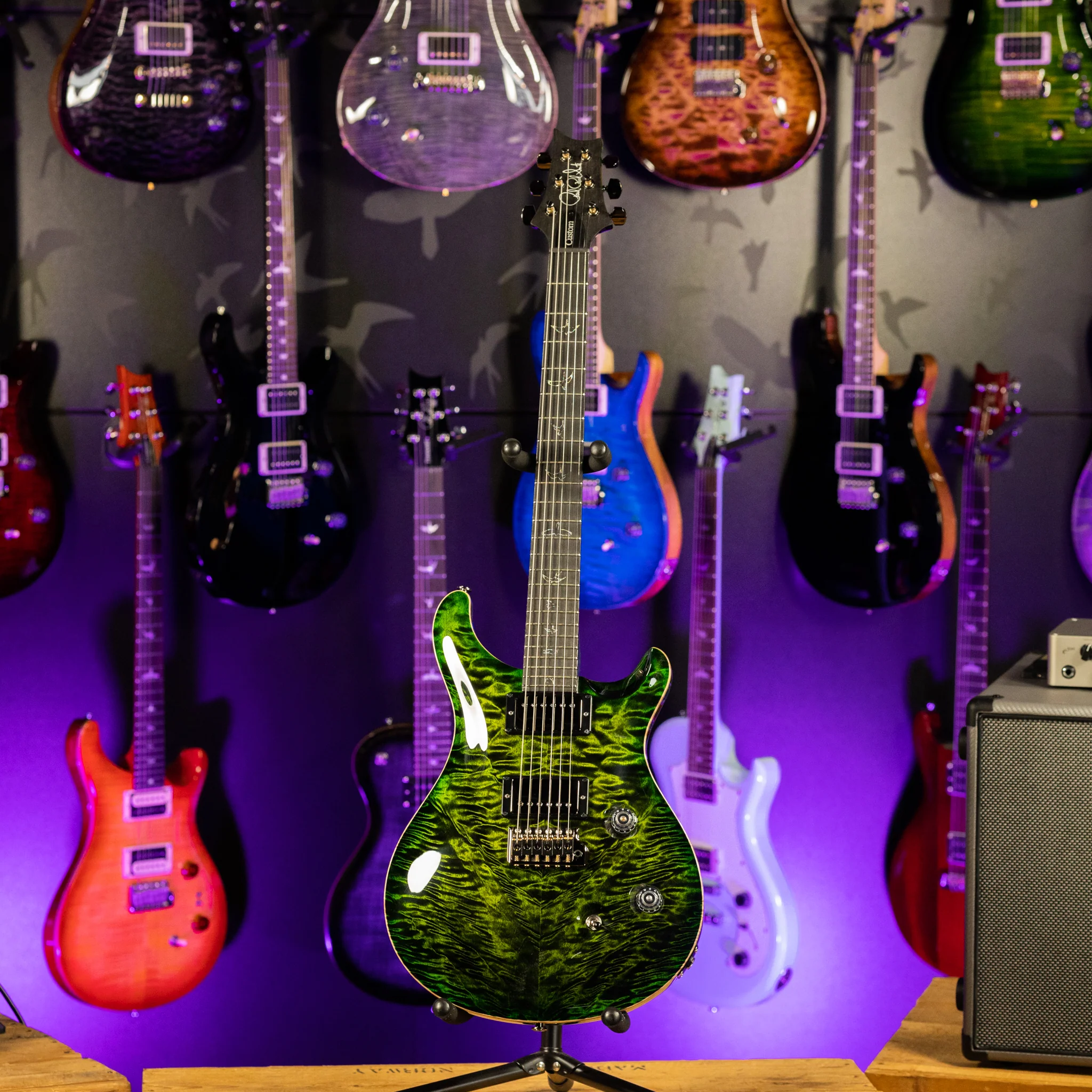PRS Wood Library Custom 24 Jade w/ Green Burst 10 Top Quilt - Image 2