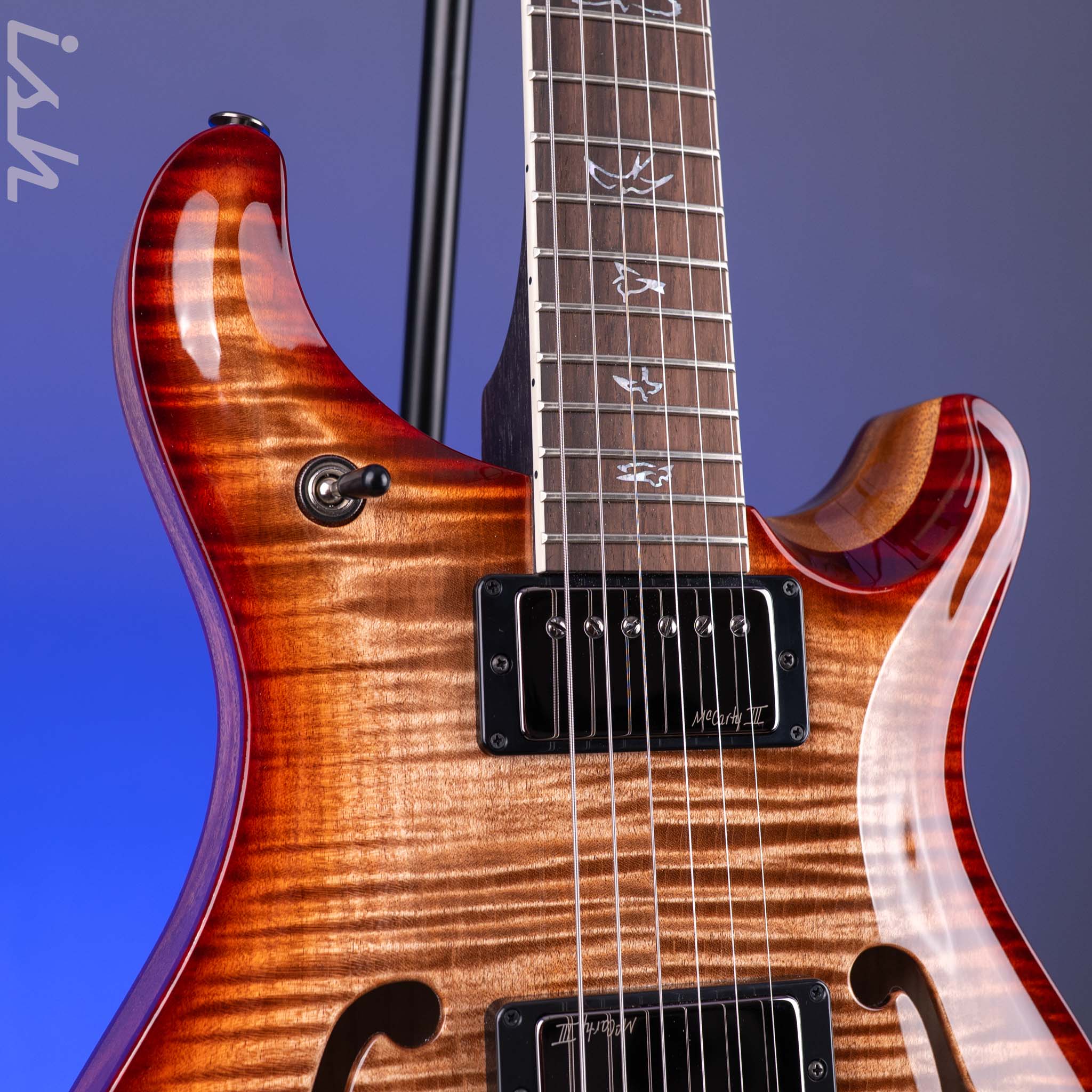 PRS Wood Library Hollowbody II 594 10-Top Brazilian RW Fretboard Autumn Burst Custom Color - Image 4