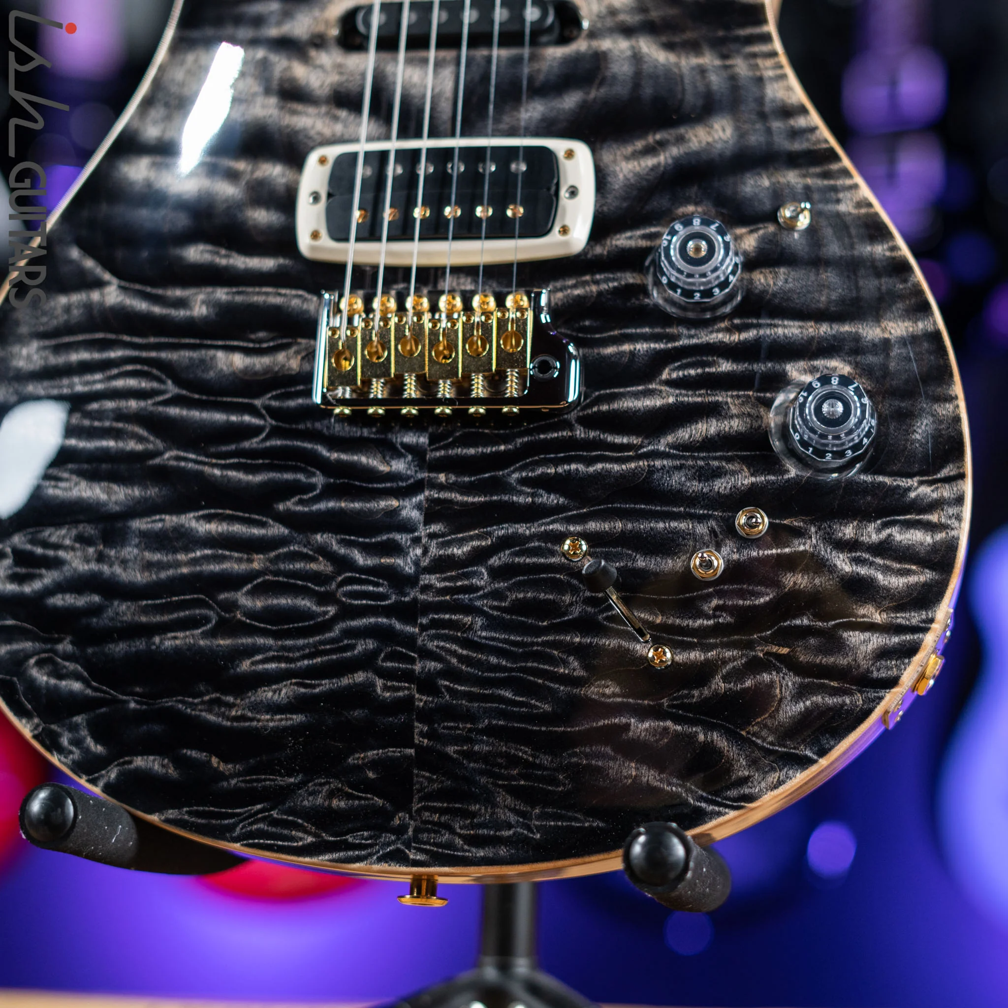 PRS Wood Library Modern Eagle V 10 Top Quilt Charcoal Brazilian Rosewood - Image 4