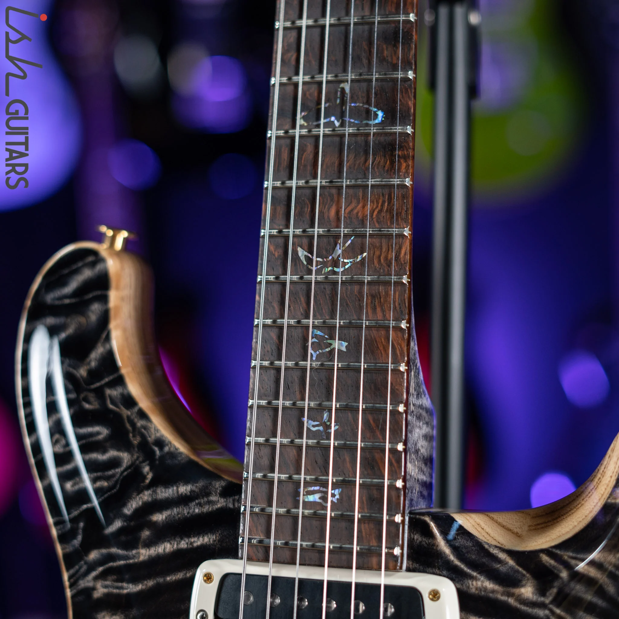 PRS Wood Library Modern Eagle V 10 Top Quilt Charcoal Brazilian Rosewood - Image 5