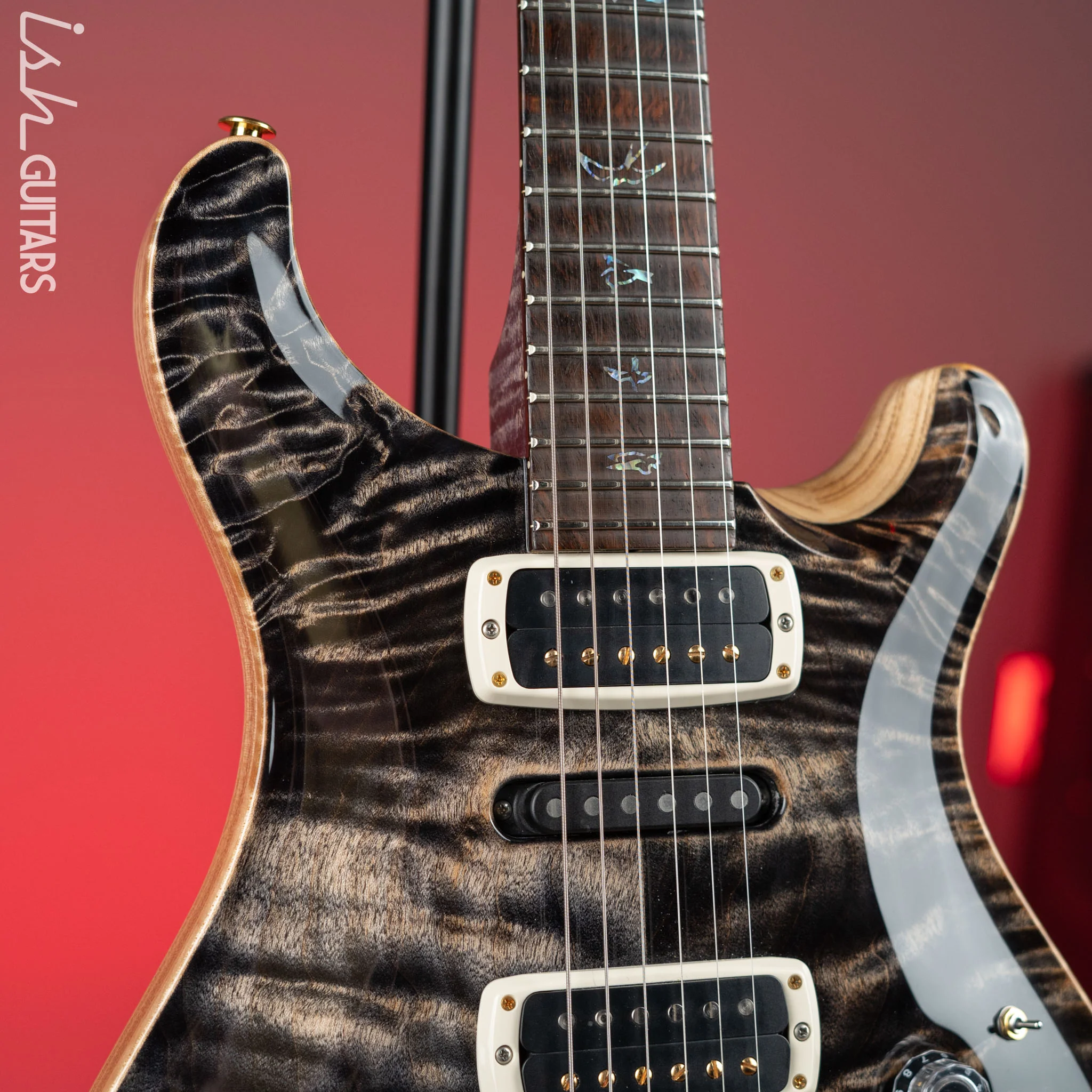 2022 PRS Wood Library Modern Eagle V 10 Top Quilt Charcoal Brazilian Rosewood - Image 3