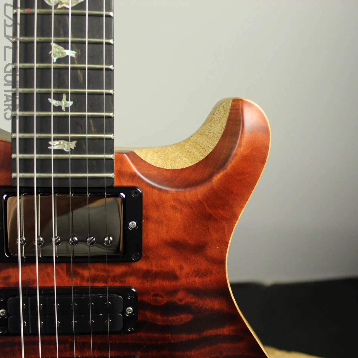 PRS Wood Library Special 22 Semi-Hollow 10 Top Fire Red to Black Gray Fade Satin - Image 4